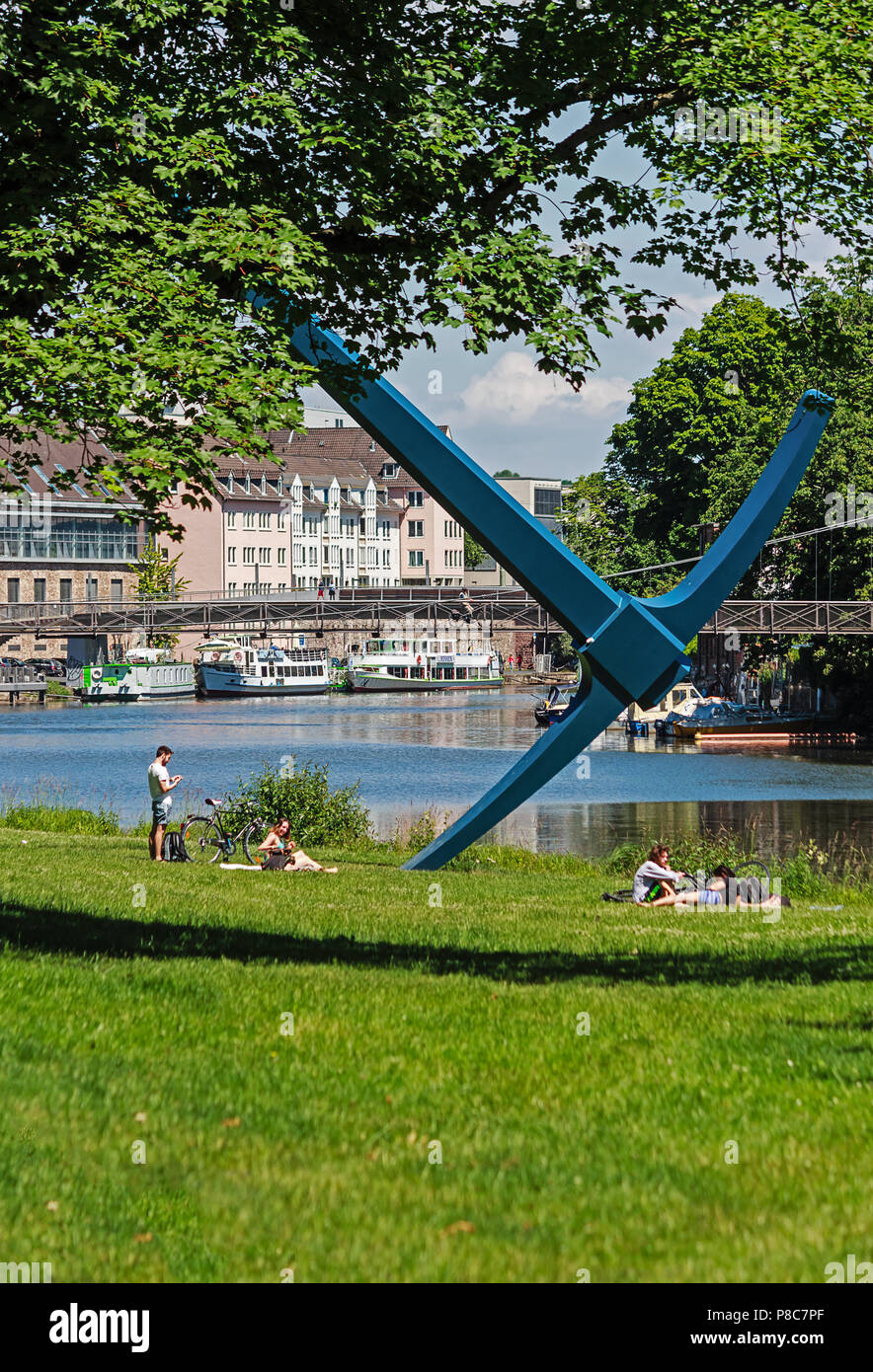 KASSEL, GERMANY-JUNE 14, 2017: Landscape by the Fulda River in Kassel,  close to Orangerie Castle, Germany Stock Photo - Alamy