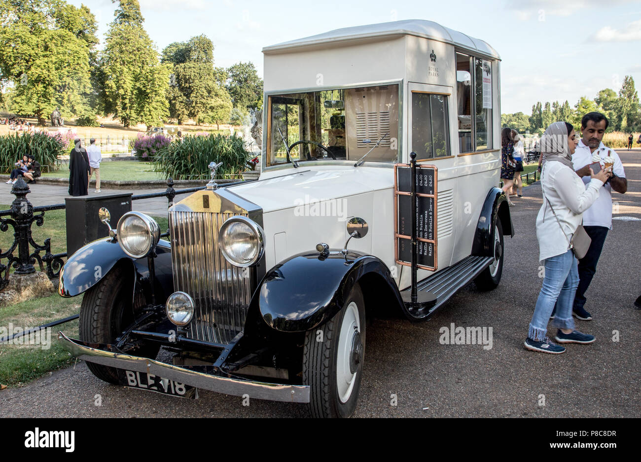 Vintage Rolls Royce Ice Cream Van Hyde Park London UK Stock Photo