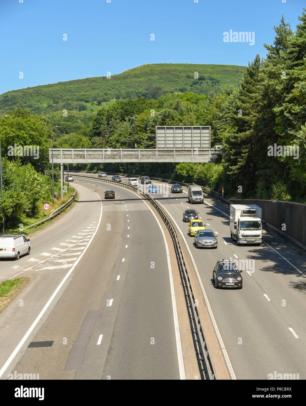 A470 dual carriageway with traffic in Taffs Well on the outskirts of Cardiff, Wales Stock Photo