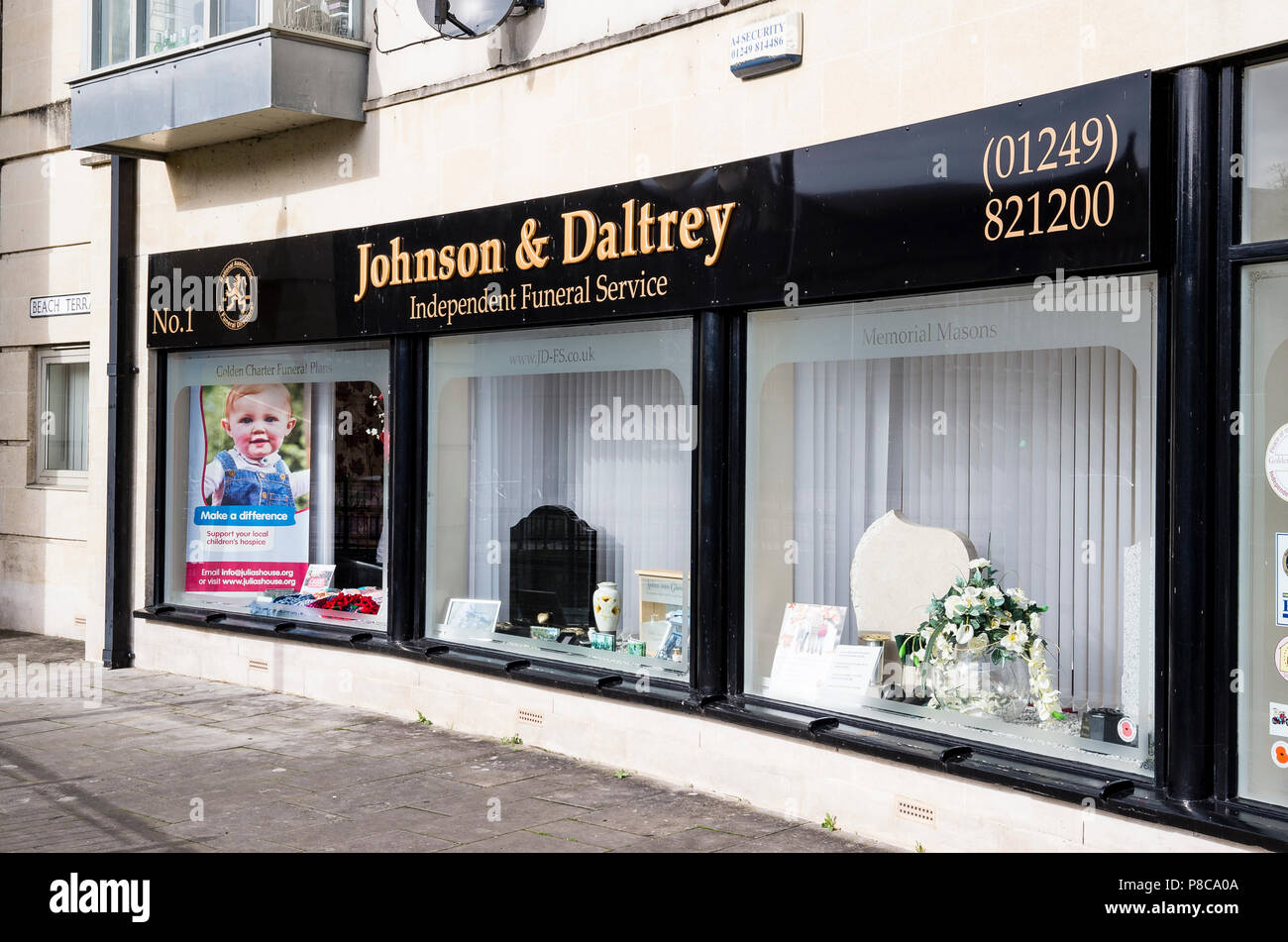 Johnson and Daltrey undertakers premises in Calne Wiltshire England UK Stock Photo