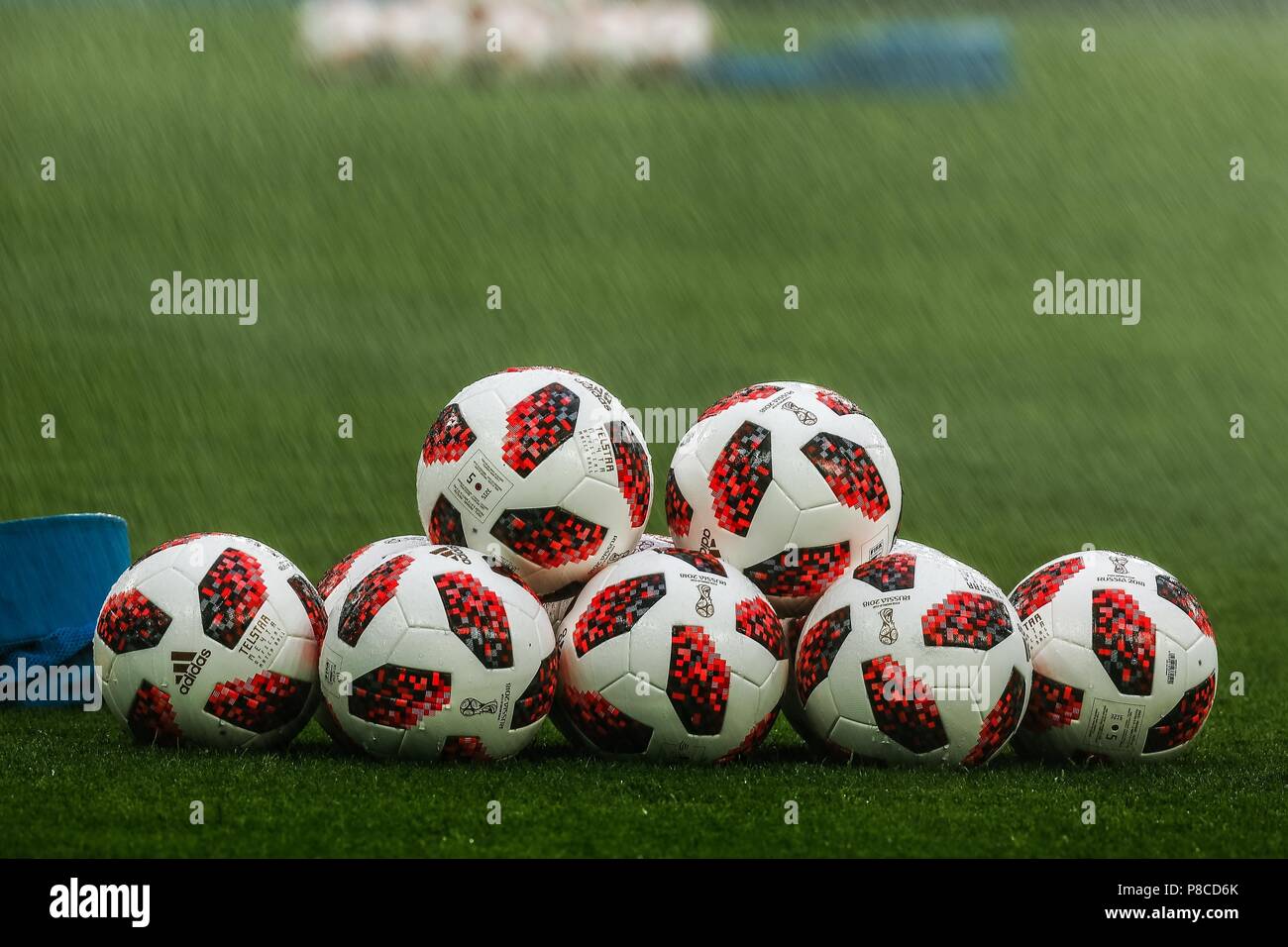 SÃO PETERSBURGO, MO - 10.07.2018: FRANÇA X BÉLGICA - Adidas Telstar, the  official World Cup ball before match between France and Belgium valid for  the semi final of the 2018 World Cup