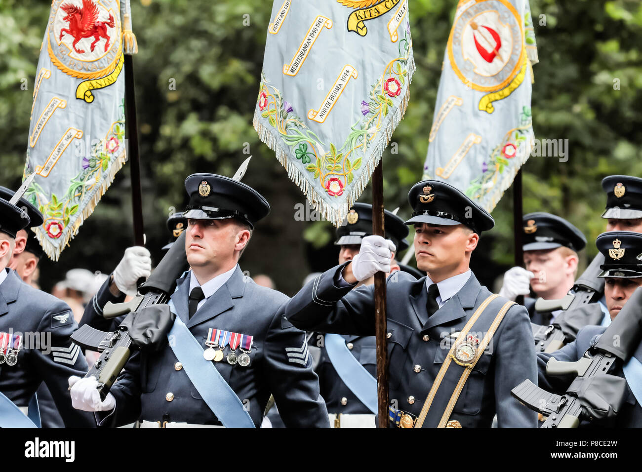 London, UK. 10th July 2018. RAF 100. Parade to celebrate the centenary of the Royal Air Force Credit: amanda rose/Alamy Live News Stock Photo