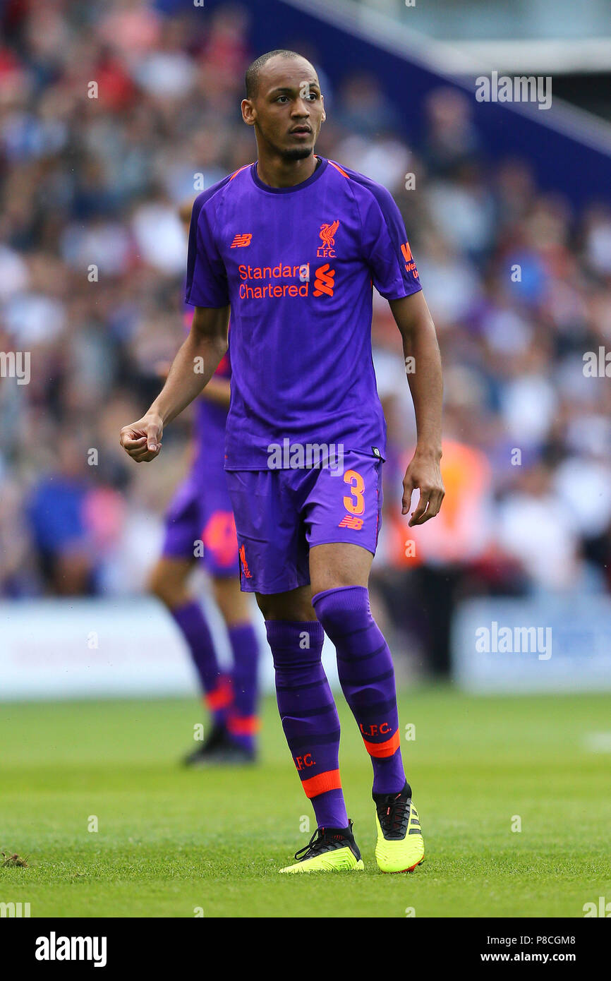 Fabinho of Liverpool looks on. Pre-season football friendly match, Tranmere Rovers v Liverpool at Prenton Park in Birkenhead, The Wirral on Tuesday 10th July 2018.  this image may only be used for Editorial purposes. Editorial use only, license required for commercial use. No use in betting, games or a single club/league/player publications. pic by Chris Stading/Andrew Orchard sports photography/Alamy Live news Stock Photo