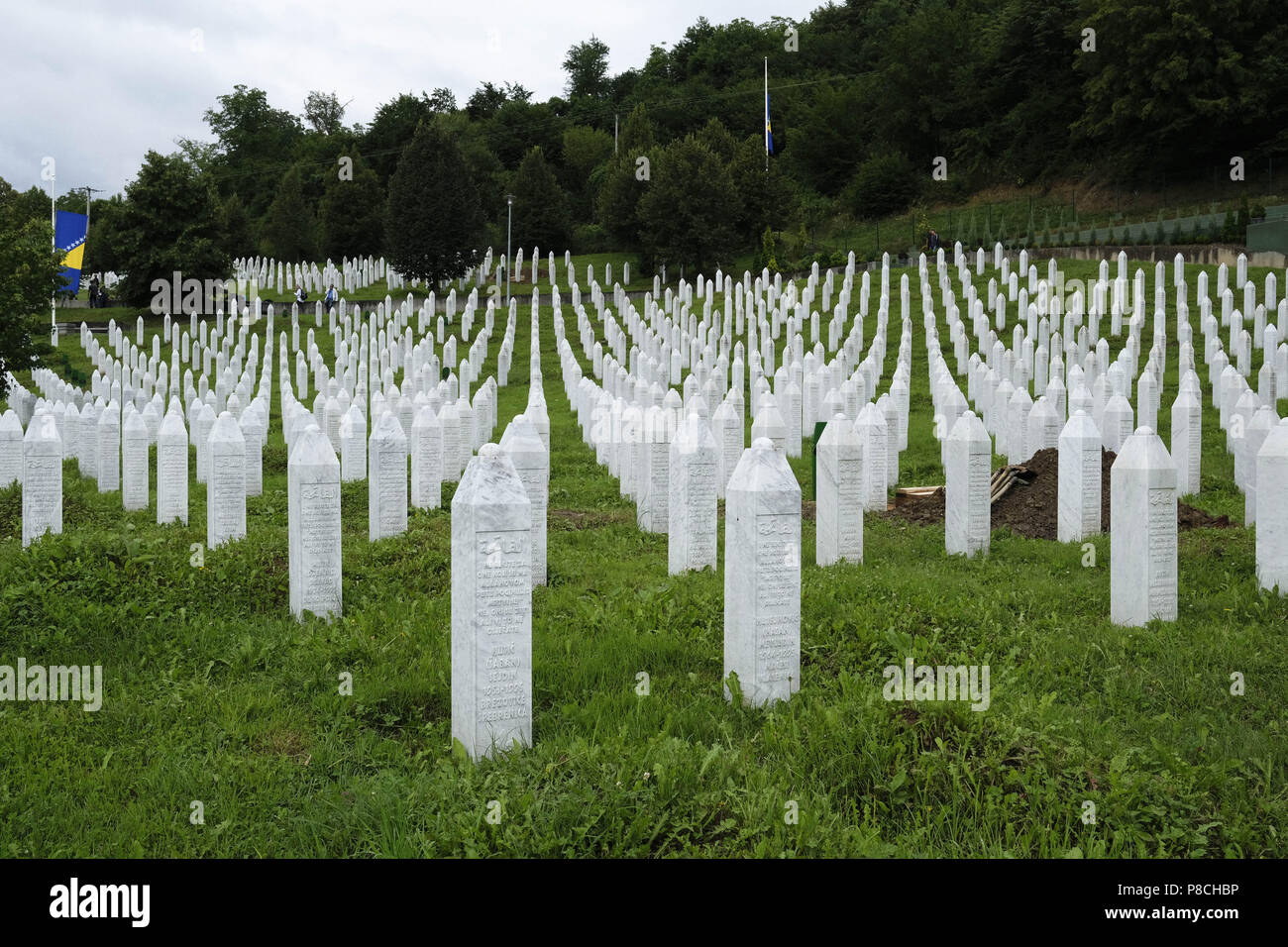 Srebrenica, Srebrenica, Bosnia. 12th Oct, 2017. Europe, Bosnia, Srebrenica, July 10, 2018.Twenty-three years have passed since the Srebrenica Genocide took the lives of more than 7000 victims in Bosnia and Herzegovina between 1992 and 1995. This horrific event is commemorated annually on July 10 because on that day in 1995 Bosnian Serb forces, commanded by convicted war criminal General Ratko Mladic, executed more than 7000 Muslim-Bosniak men, boys and elderly who had sought safety in the region after the fall of Srebrenica. Furthermore, another 25,000 people were forcibly deported in an U Stock Photo