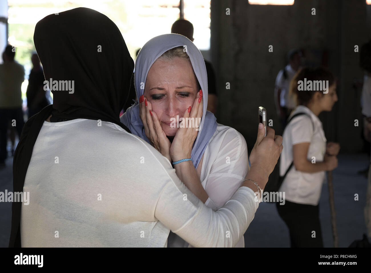 Srebrenica, Srebrenica, Bosnia. 12th Oct, 2017. Europe, Bosnia, Srebrenica, July 10, 2018.Twenty-three years have passed since the Srebrenica Genocide took the lives of more than 7000 victims in Bosnia and Herzegovina between 1992 and 1995. This horrific event is commemorated annually on July 10 because on that day in 1995 Bosnian Serb forces, commanded by convicted war criminal General Ratko Mladic, executed more than 7000 Muslim-Bosniak men, boys and elderly who had sought safety in the region after the fall of Srebrenica. Furthermore, another 25,000 people were forcibly deported in an U Stock Photo