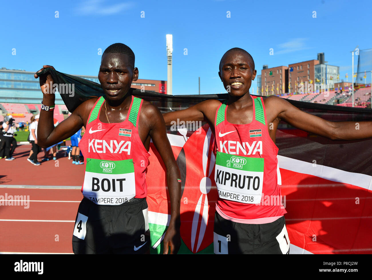 Ken Boit Tampere, Finland. 10th July, 2018. Rhonex Kipruto (KEN), right, and ...