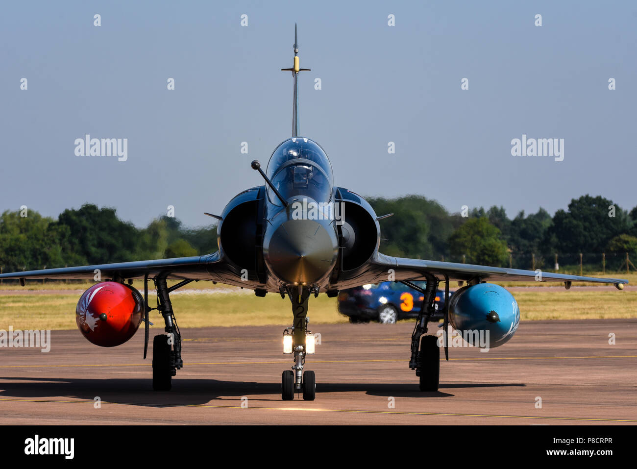 French Air Force Couteau Delta Tactical Display Mirage 2000 fighter jet at Royal International Air Tattoo, RIAT 2018, RAF Fairford. Stock Photo