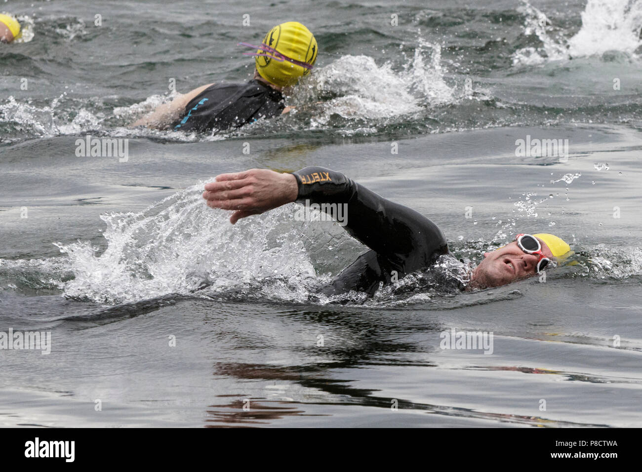 Swimmers during the 2018 Hague Endurance Festival Sprint Triathlon Stock Photo