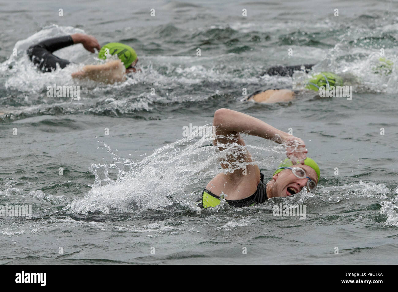 Swimmers during the 2018 Hague Endurance Festival Olympic Triathlon Stock Photo