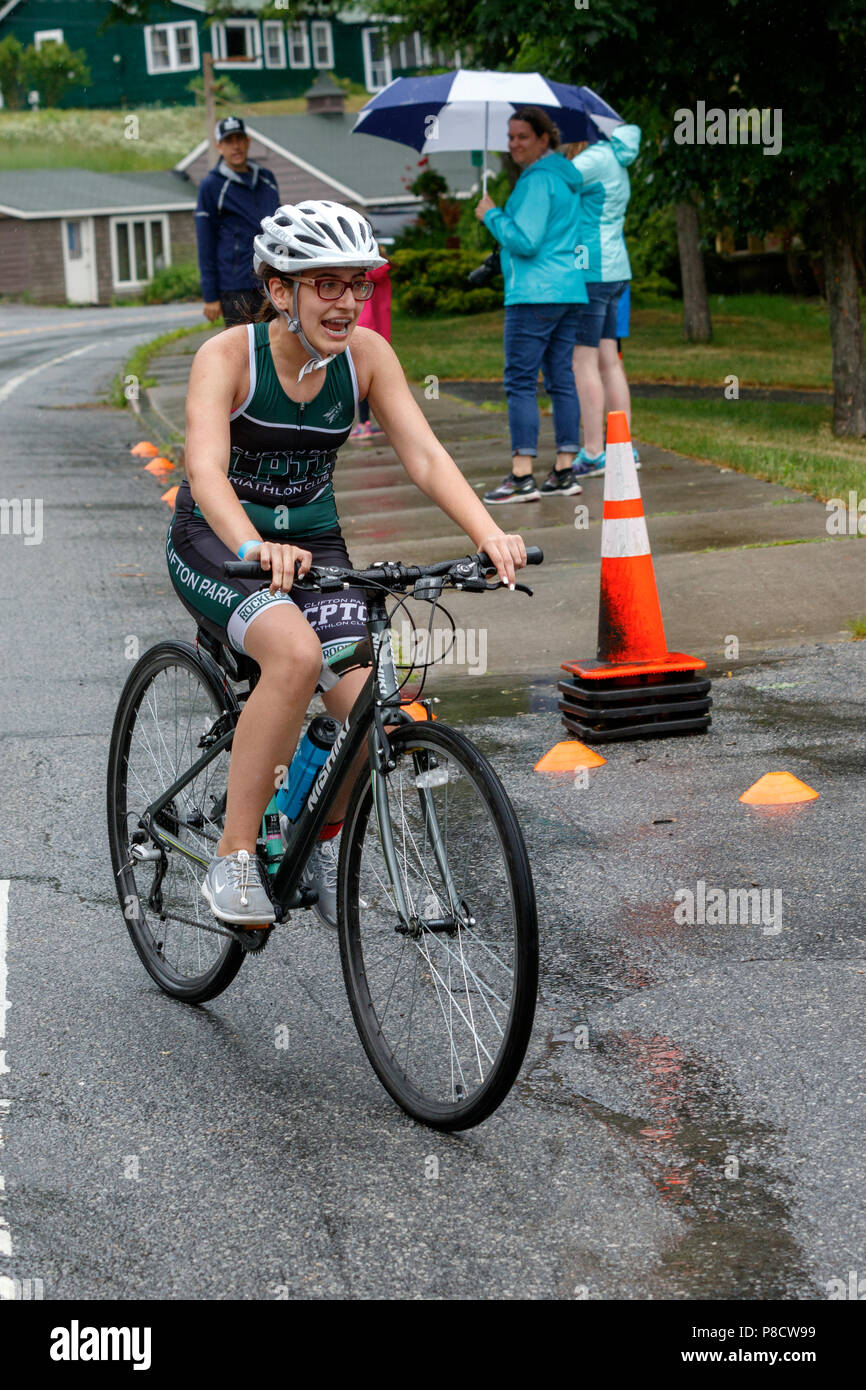 Bike segment of the 2018 Hague Endurance Festiva Kid's Triathlon Stock Photo