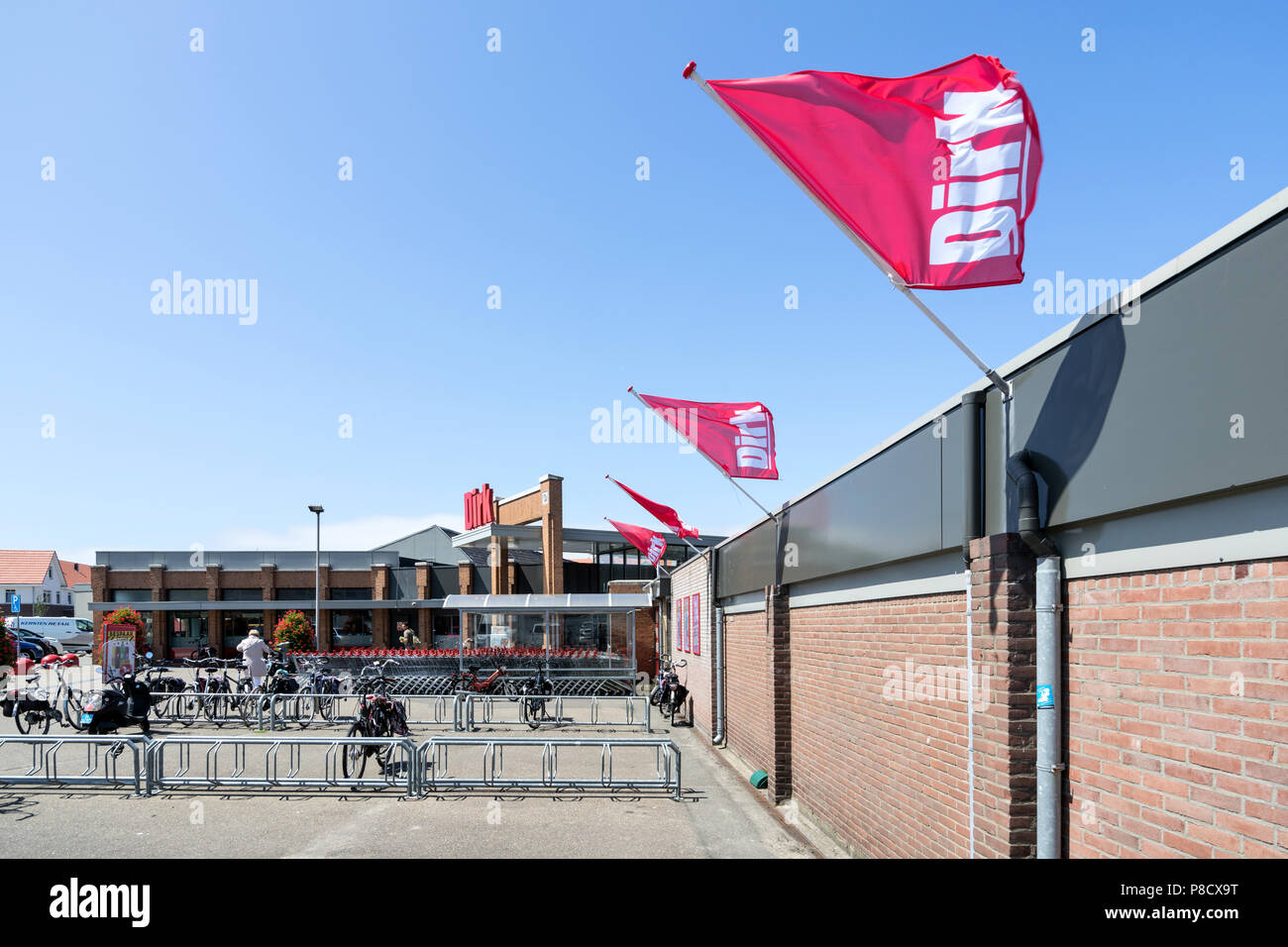 Dirk supermarket in Katwijk. Dirk van den Broek is a Dutch retail company  and a member of Superunie, a Dutch purchasing organization for supermarkets  Stock Photo - Alamy