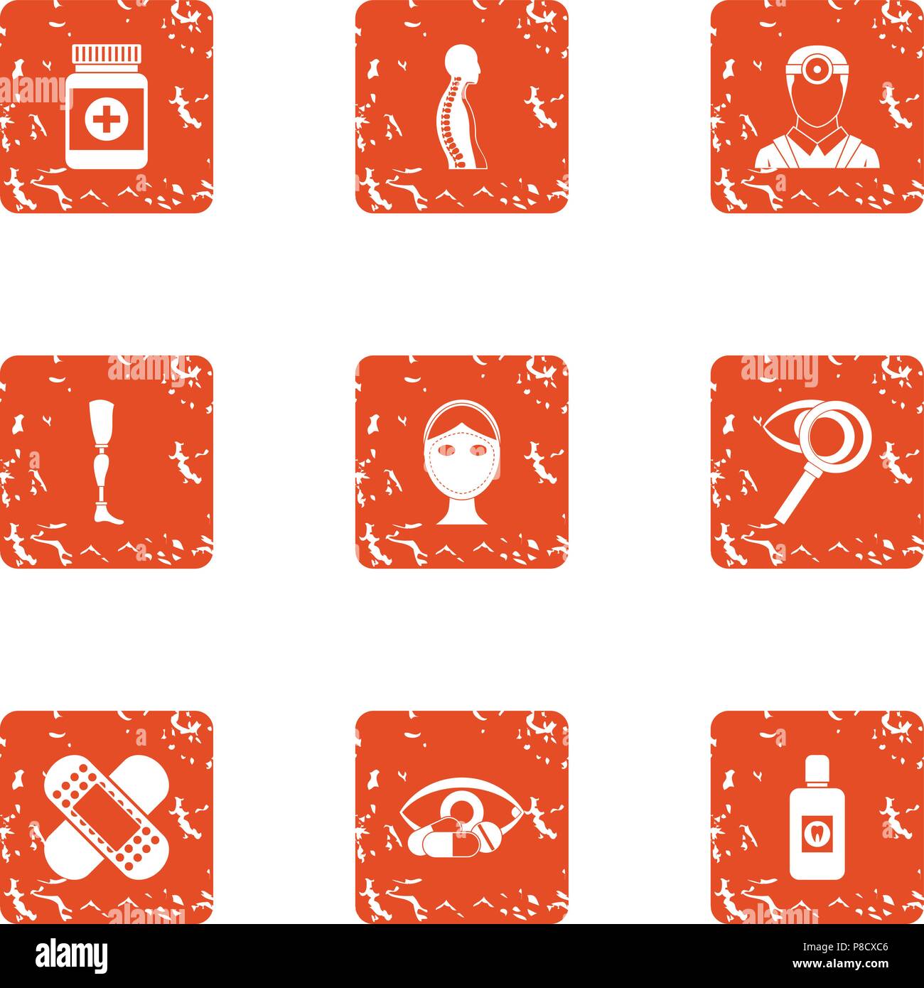 Steady state icons set, grunge style Stock Vector
