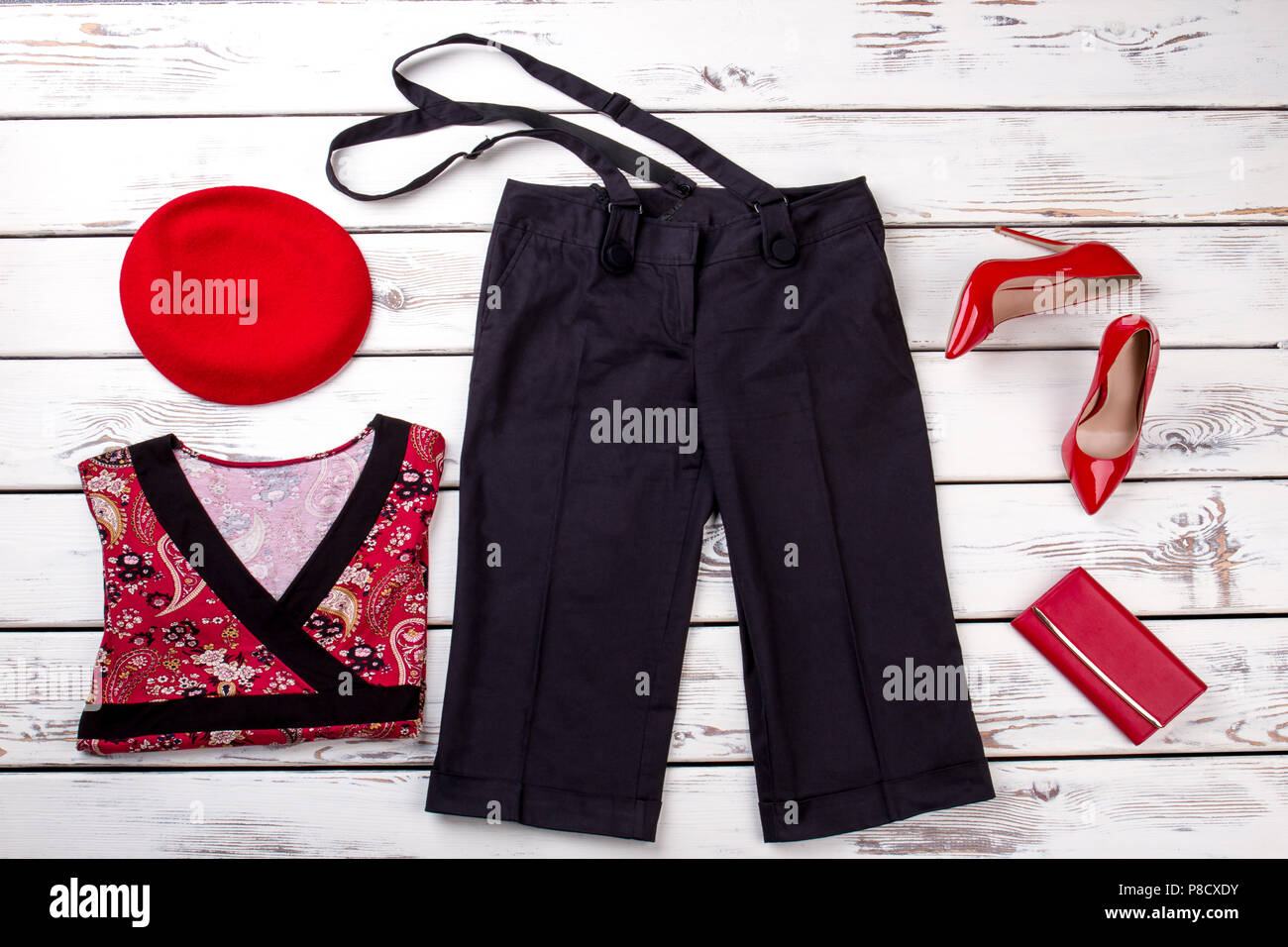 Set of stylish womens clothes. Stock Photo