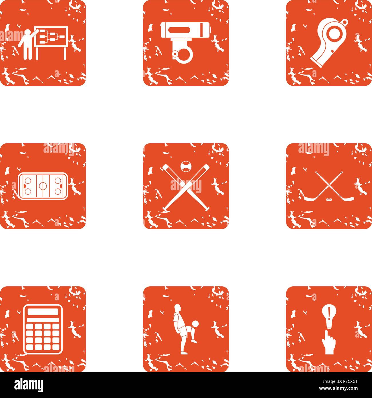 Plan icons set, grunge style Stock Vector