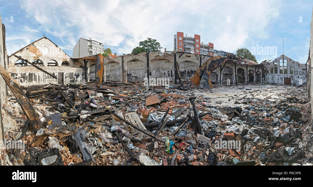 After factory. After the fire. collapse and damage.