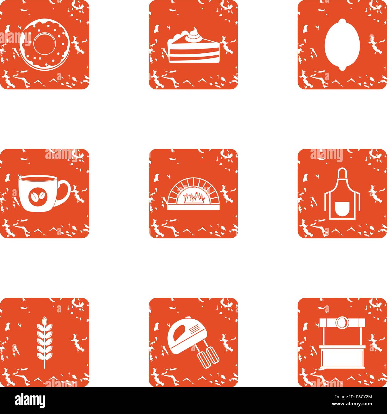 Carbohydrate icons set, grunge style Stock Vector