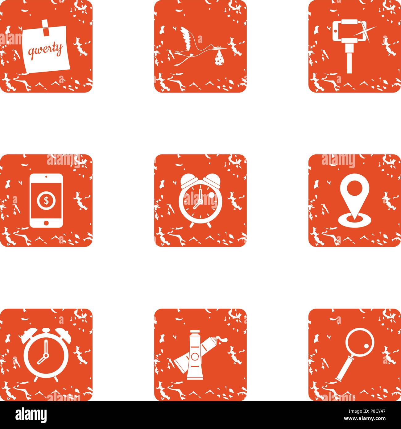 Nap icons set, grunge style Stock Vector