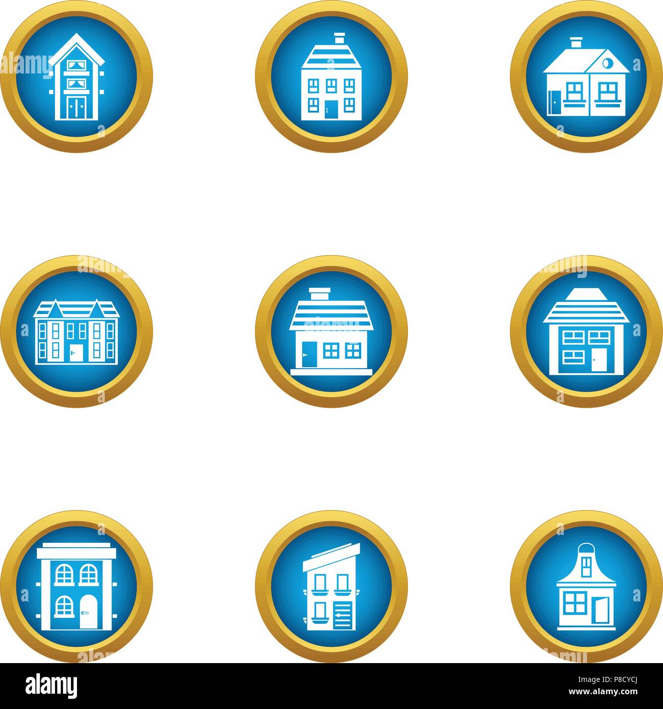 Storey building icons set, flat style Stock Vector Image & Art - Alamy