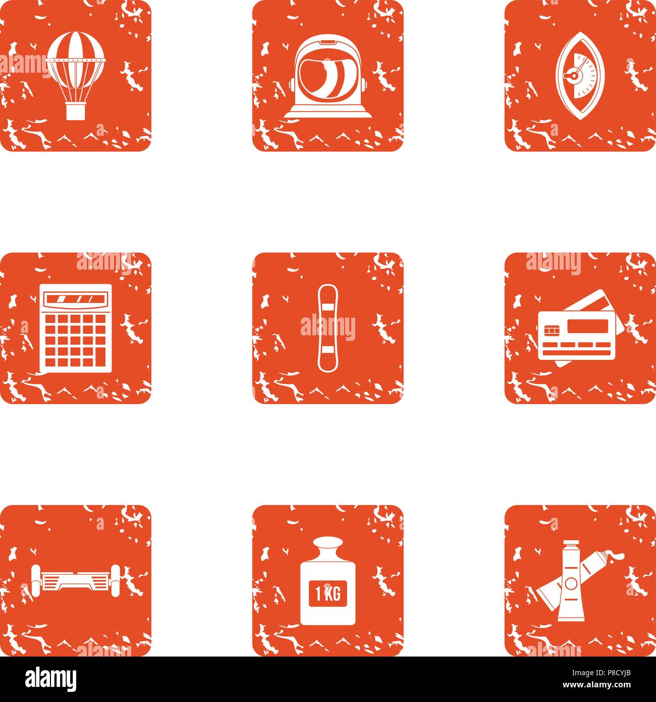 Air training icons set, grunge style Stock Vector