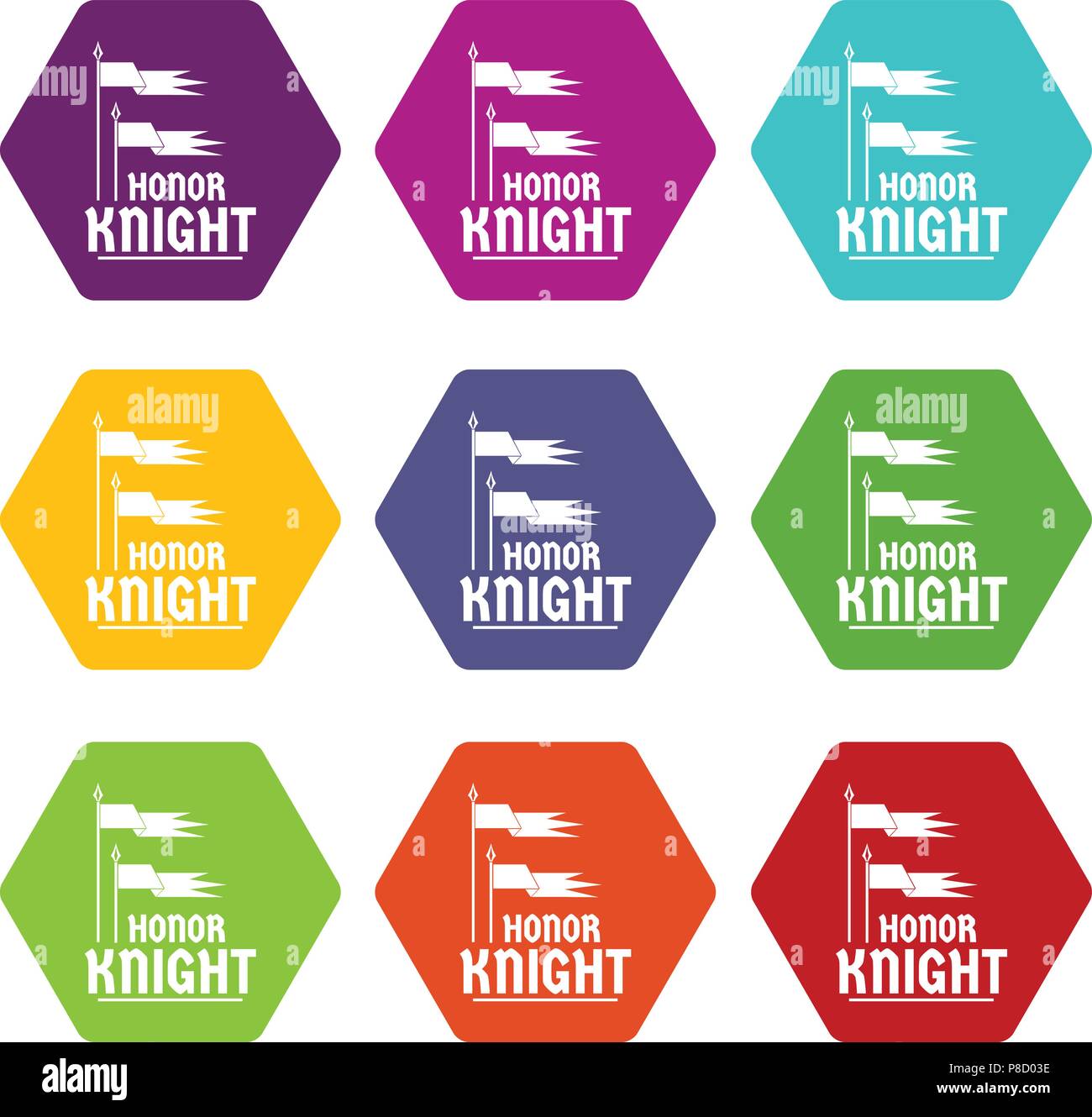 Flag knight icons set 9 vector Stock Vector
