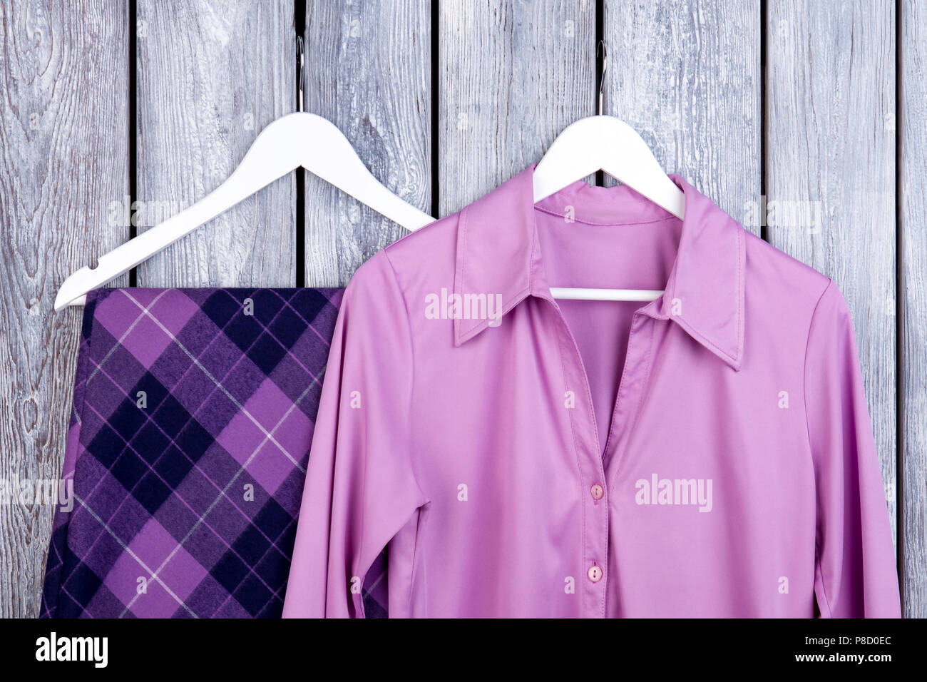 Close up purple women's look. Stock Photo