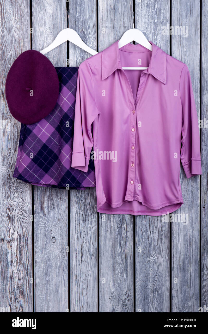 Collection of purple women's apparel Stock Photo - Alamy