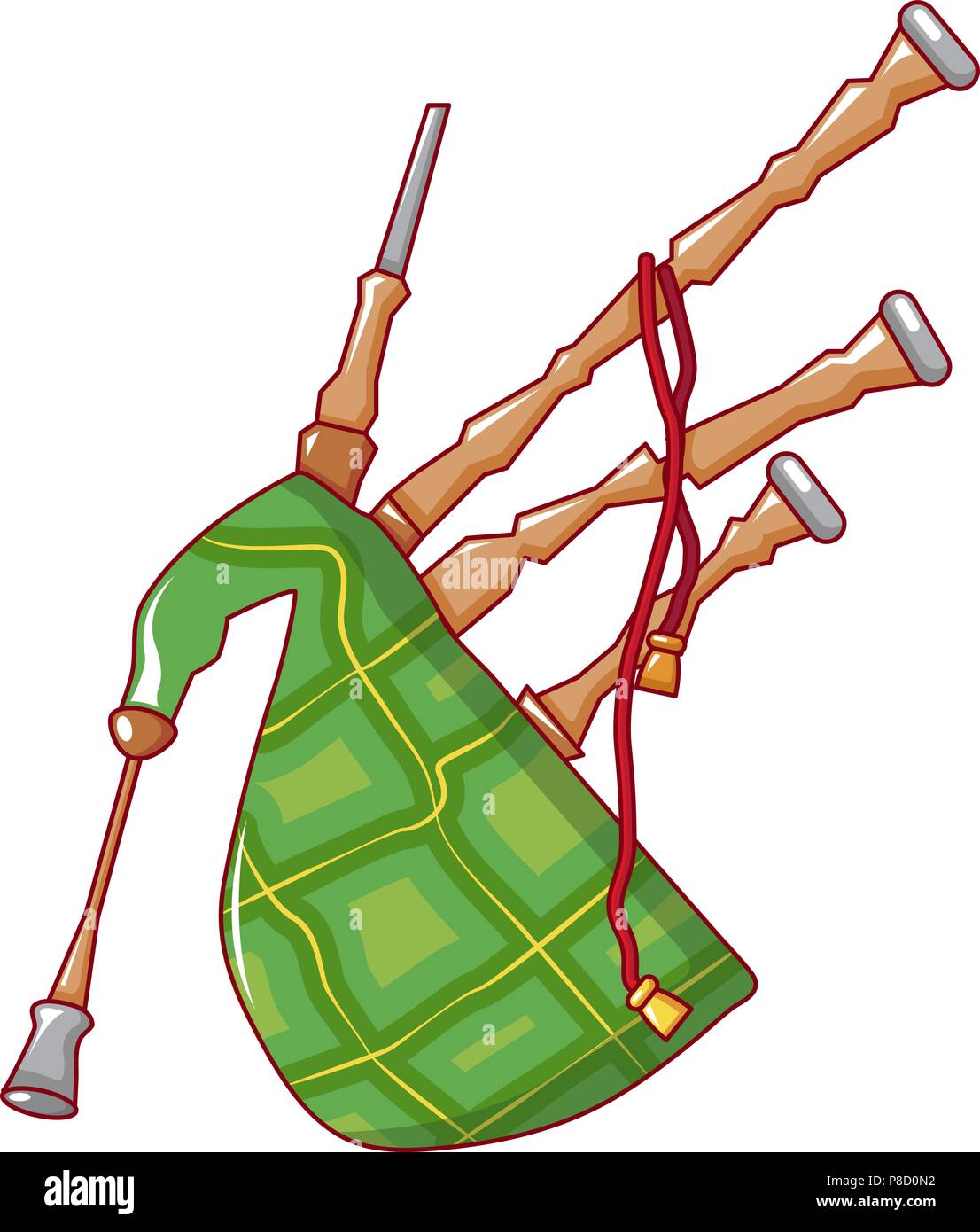 Scootish bagpipe icon, cartoon style Stock Vector