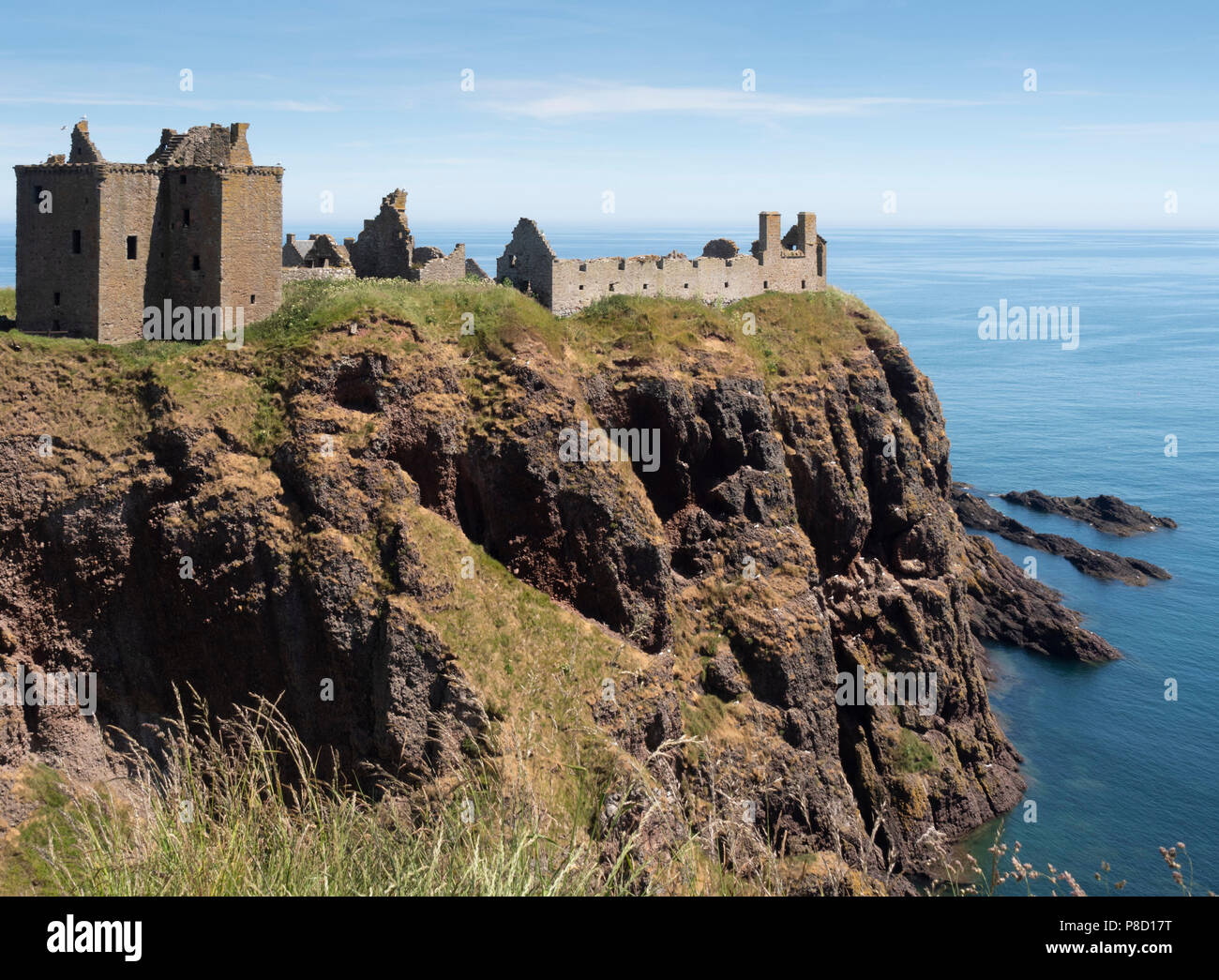 Dunottar Castle, Stonehaven, Aberdeenshire - one of Scotland's most identifiable strongholds, built in the 15th and 1y6th centuries. Stock Photo