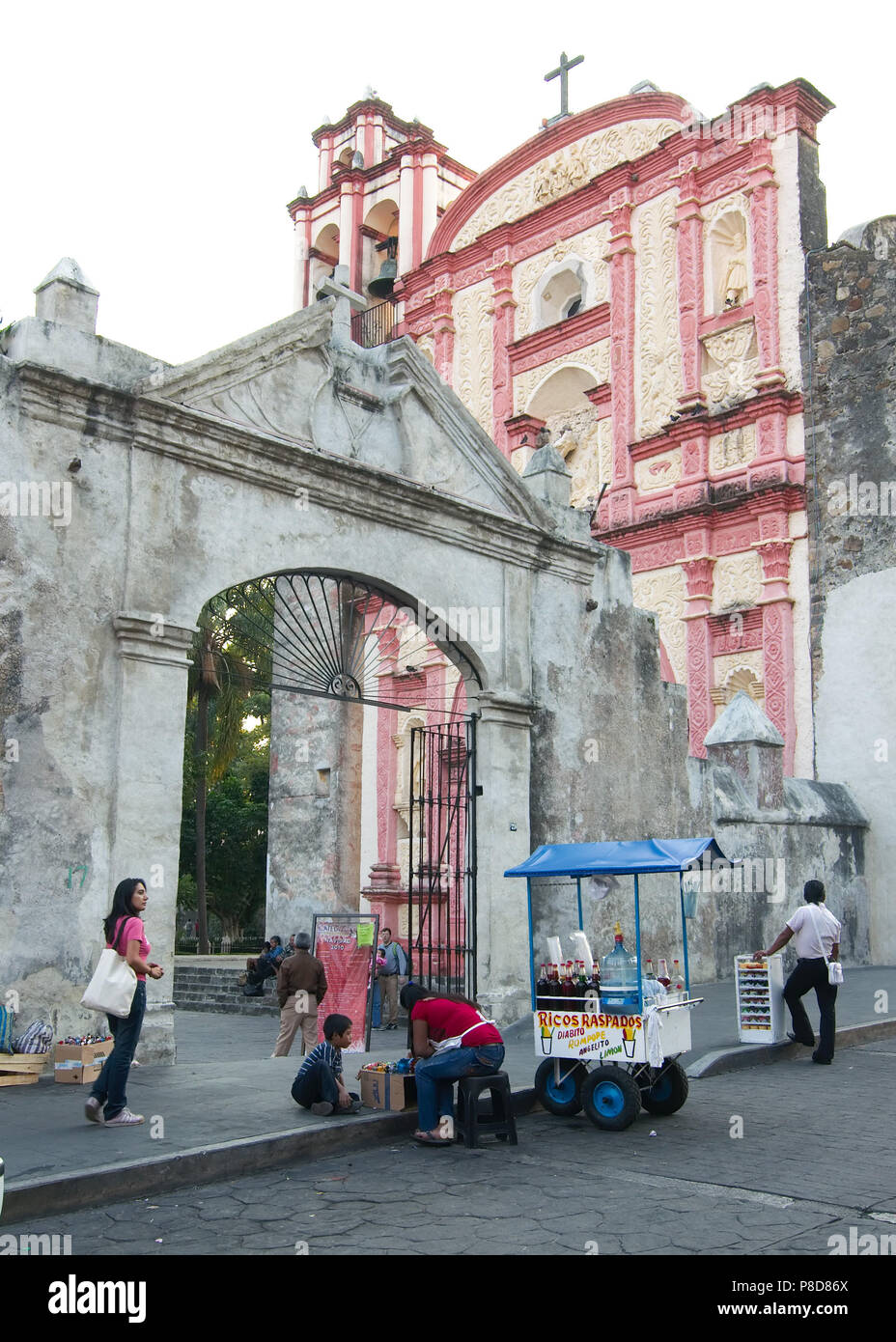 Cuernavaca, Morelos, Mexico - 2017: Exterior view of a chapel locate next to the Cathedral La Asuncion. Stock Photo
