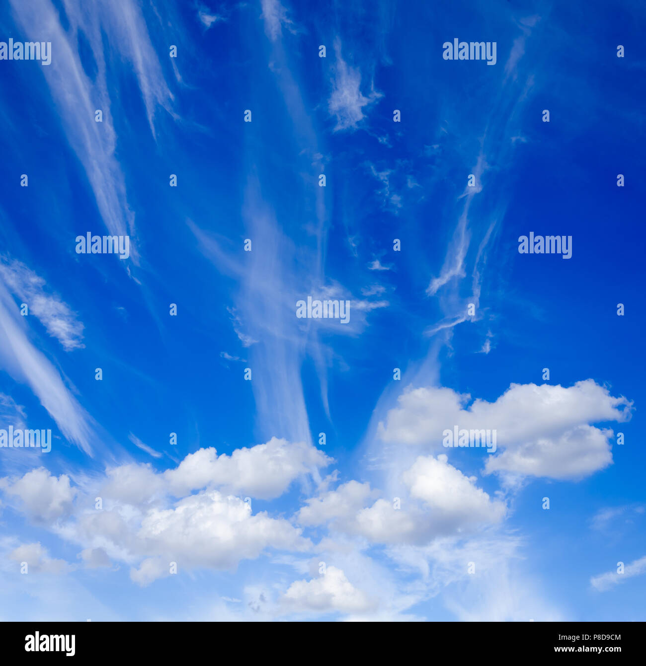 Background blue sky with white abstract clouds Stock Photo