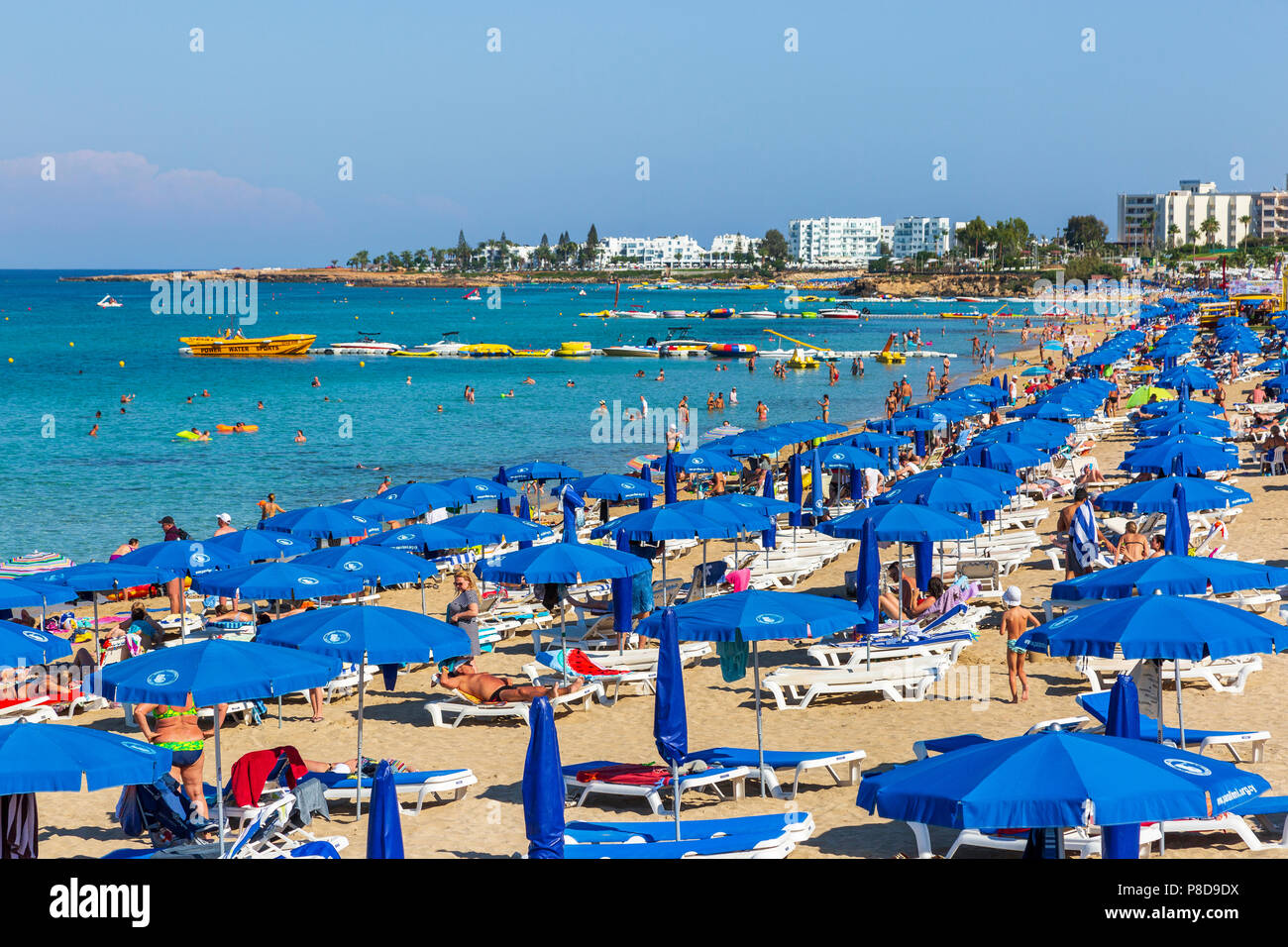 Tourists on the beach at Protaras, Cyprus Stock Photo - Alamy