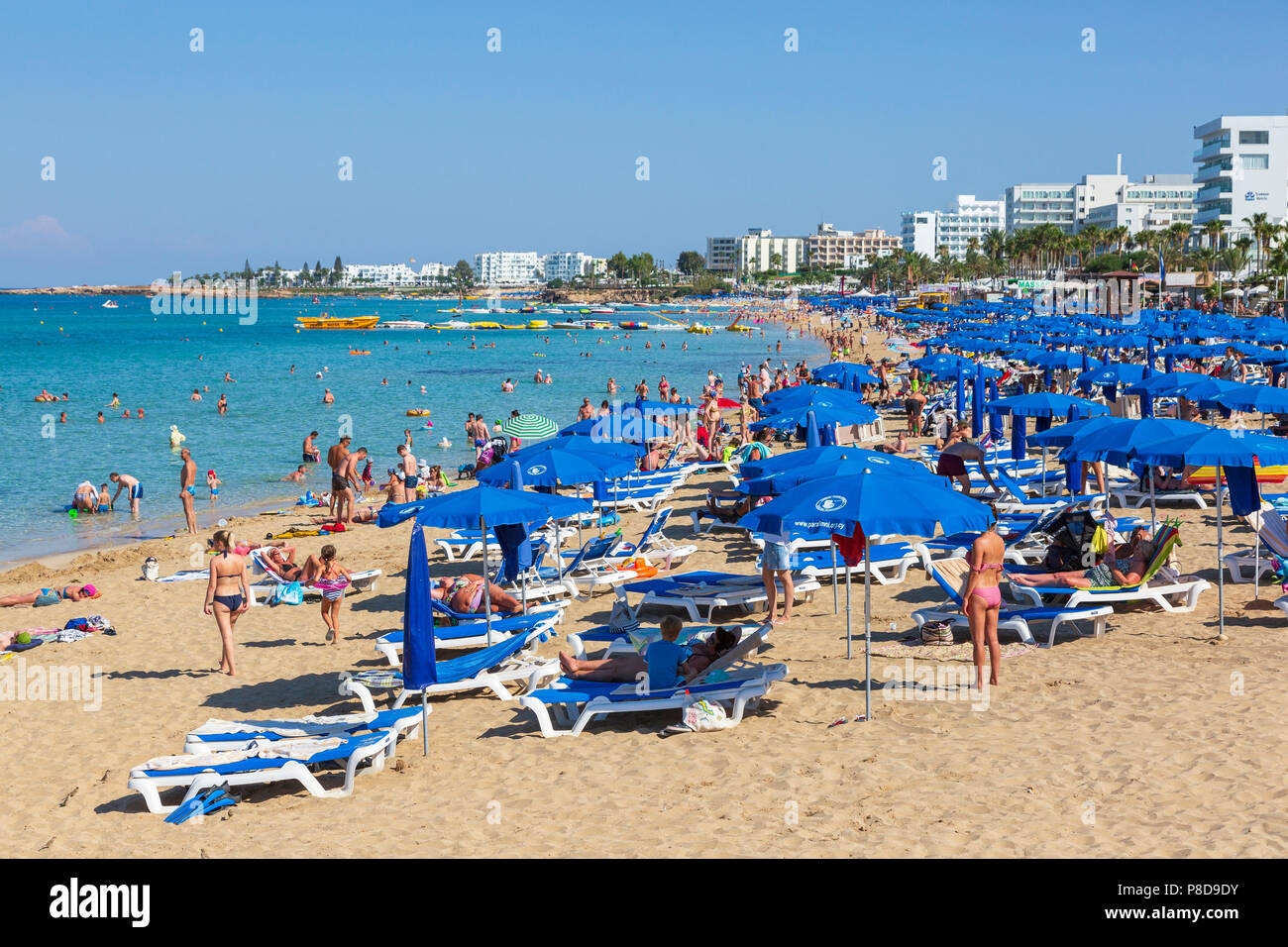 Tourists on the beach at Protaras, Cyprus Stock Photo - Alamy