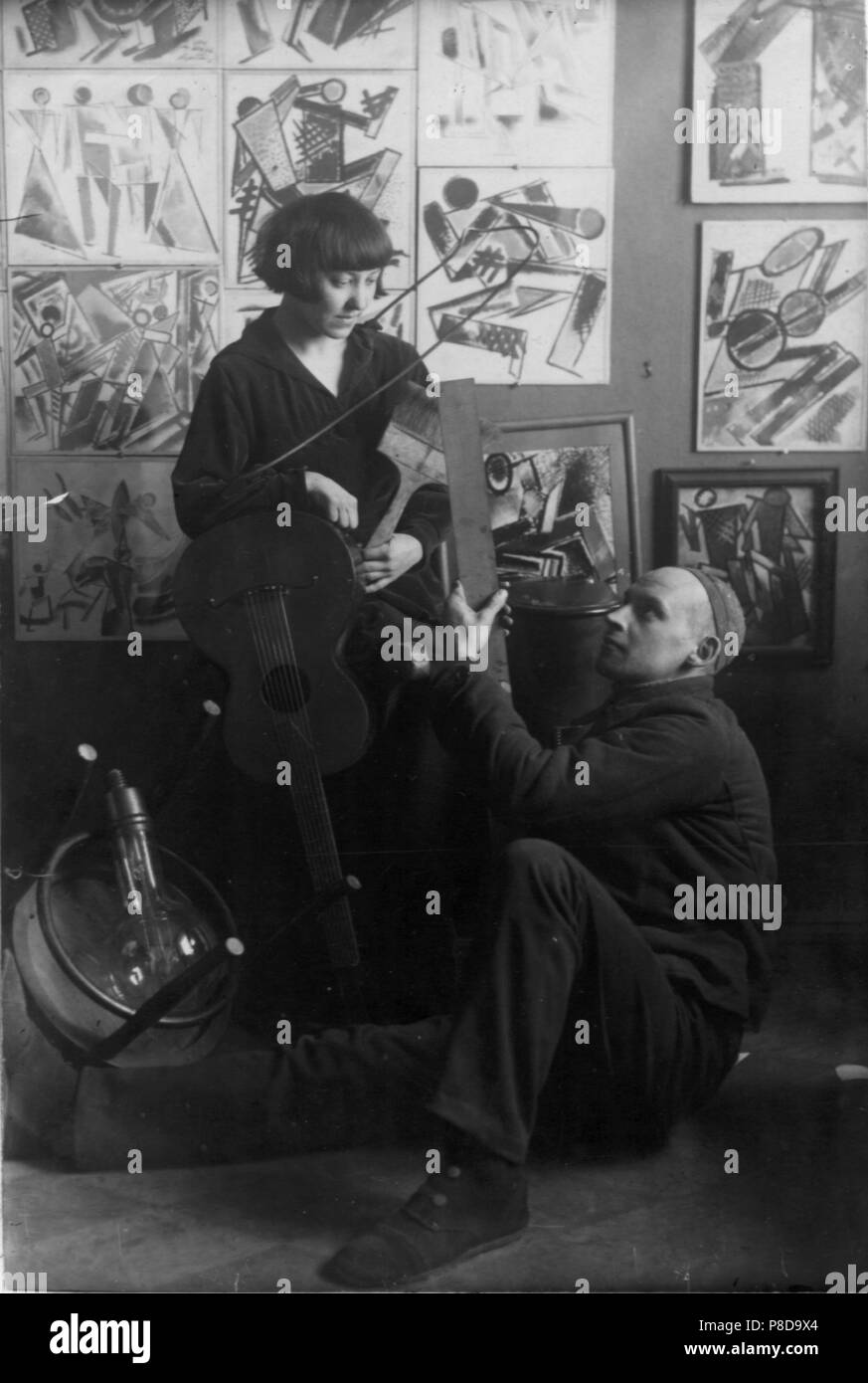 First Double Portrait of Stepanova and Rodchenko. Museum: PRIVATE COLLECTION. Stock Photo
