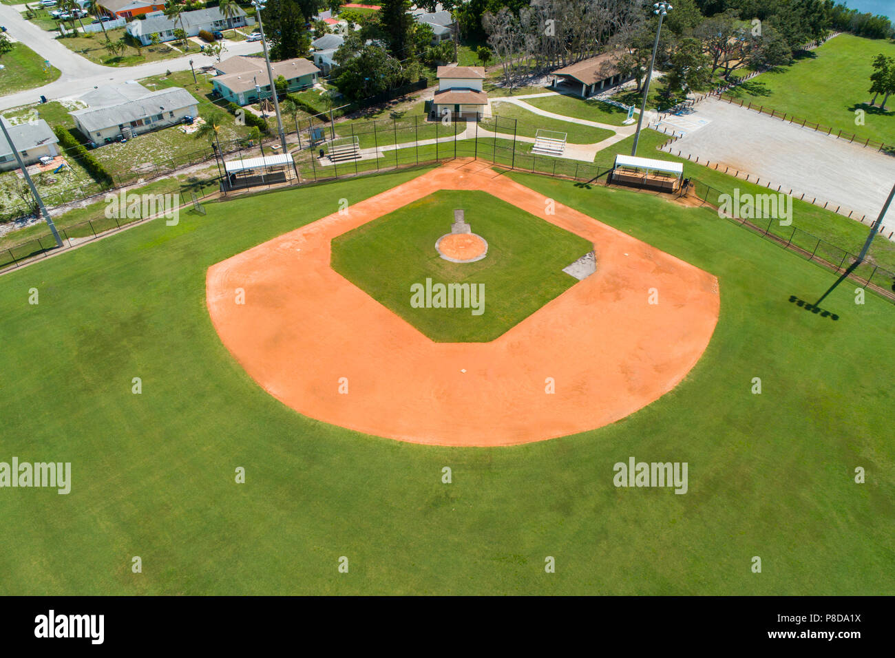 Aerial view of a baseball diamond field used for recreational sports Stock Photo