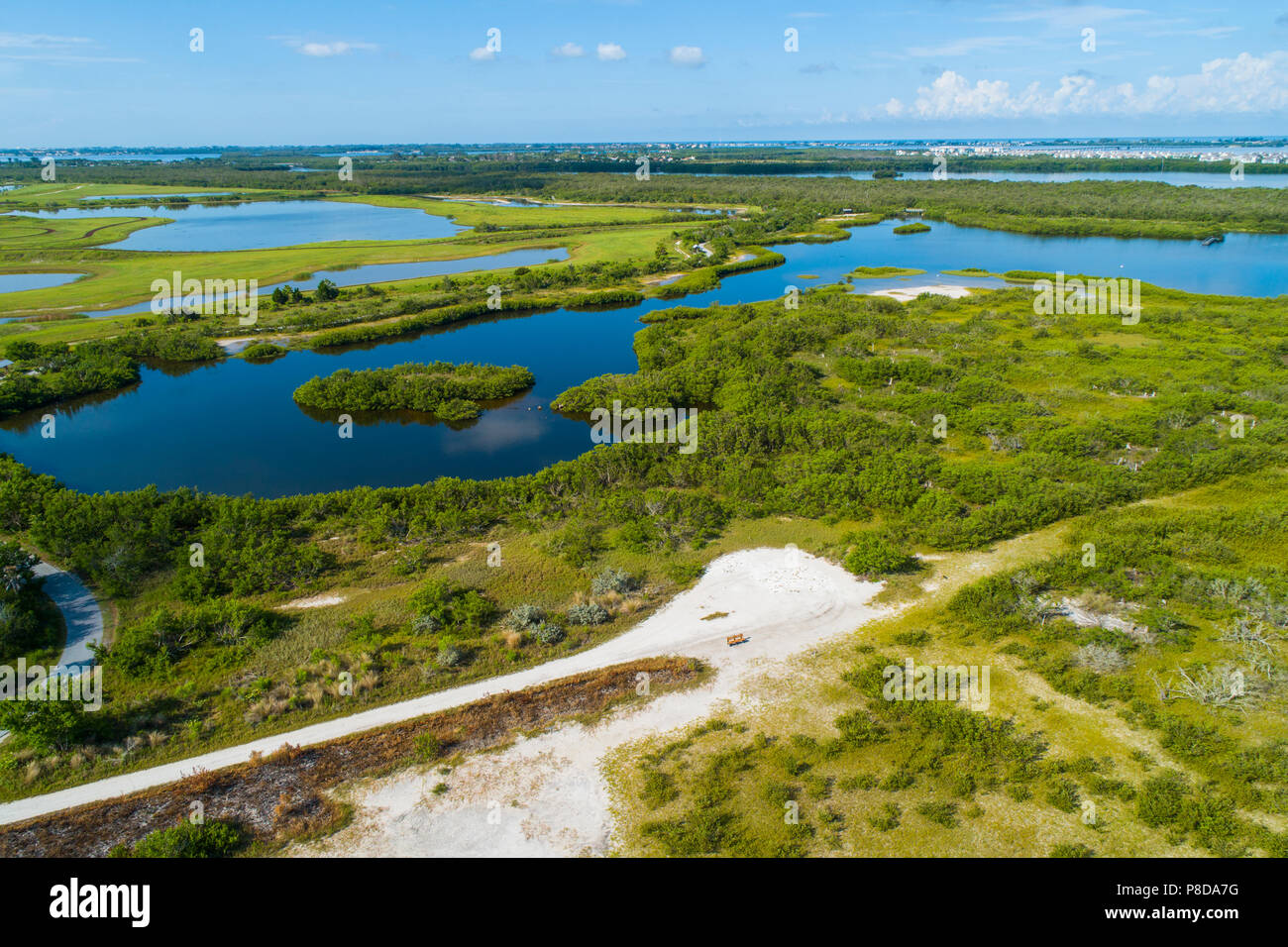 Robinson Preserve Bradenton, A 487-acre mosaic of mud flats, mangrove swamps,  beaches and observation tower along with many hiking and biking trails Stock Photo