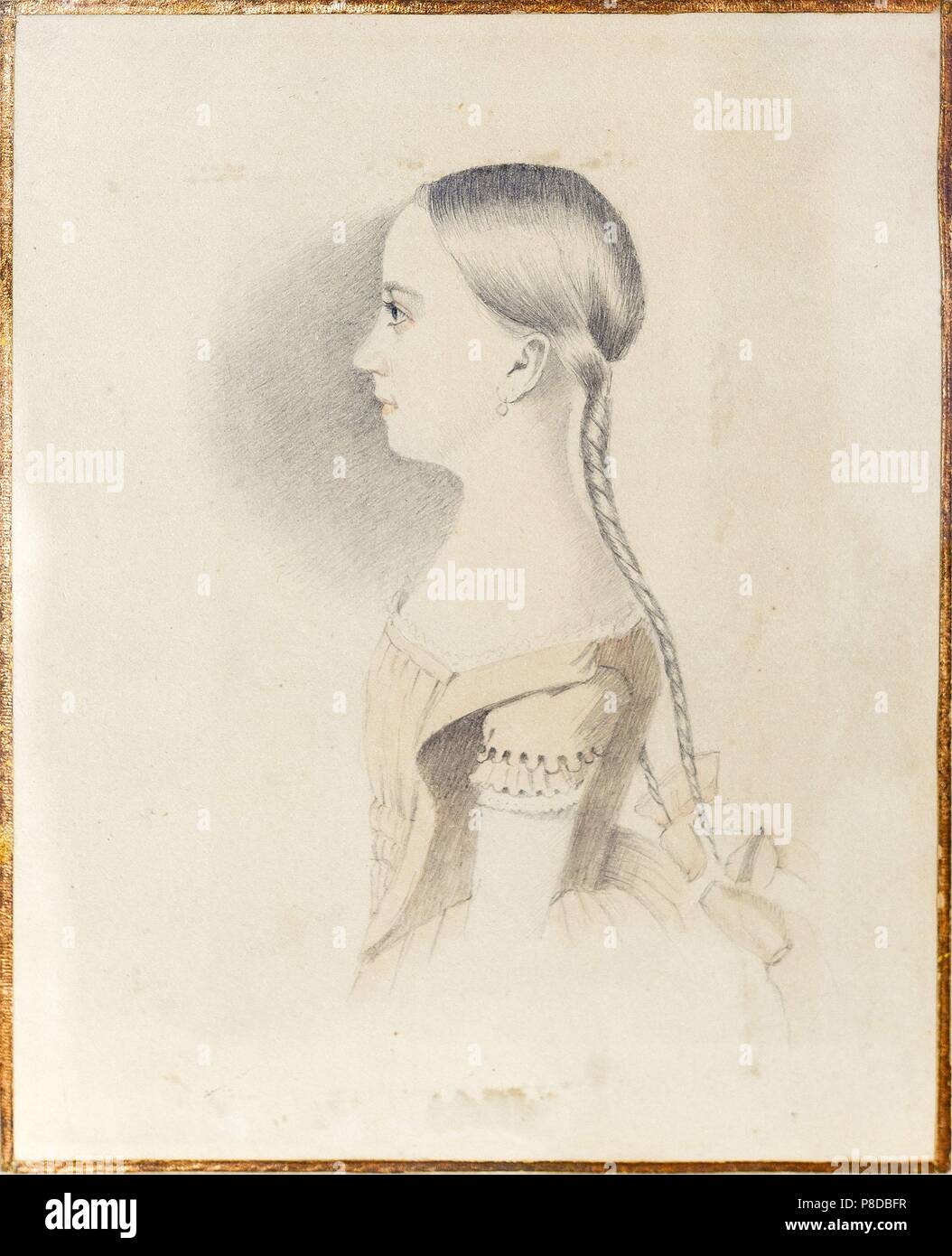 Portrait of Natalia Alexandrovna Pushkina (1836-1913), Daughter of poet. Museum: A. Pushkin Memorial Museum, St. Petersburg. Stock Photo