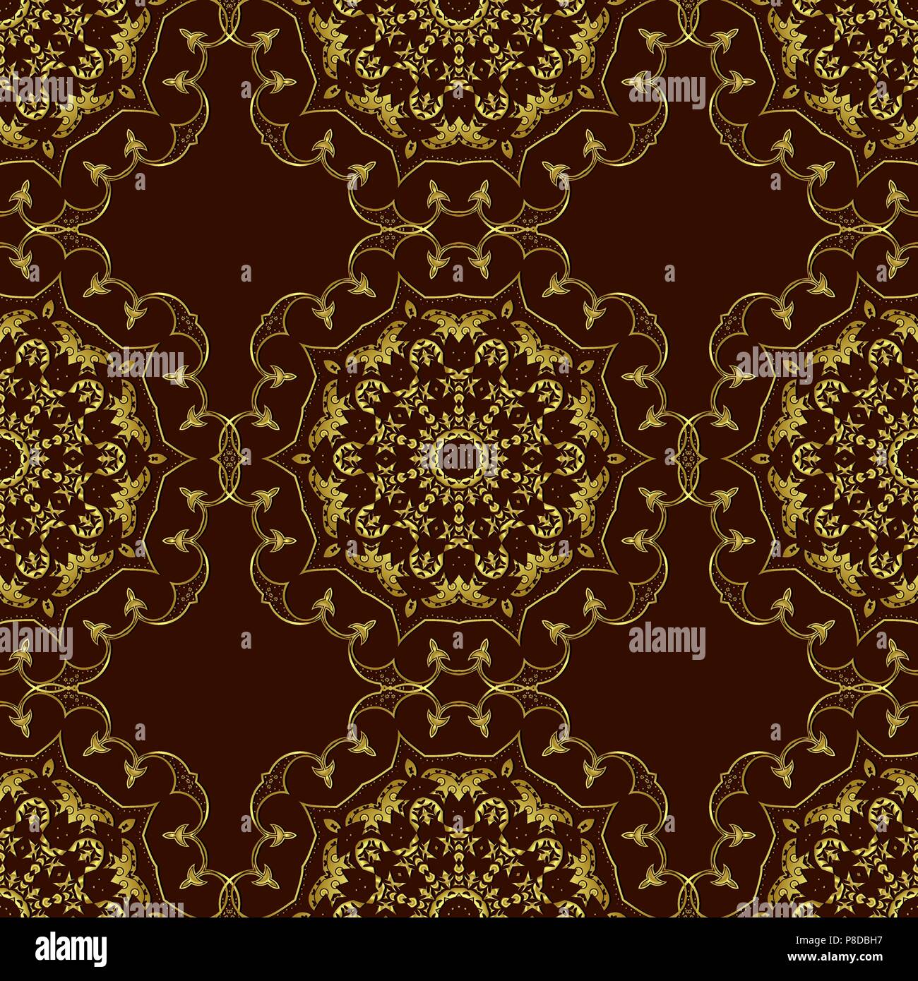Vector illustration. Seamless pattern of mandalas Stock Vector Image ...