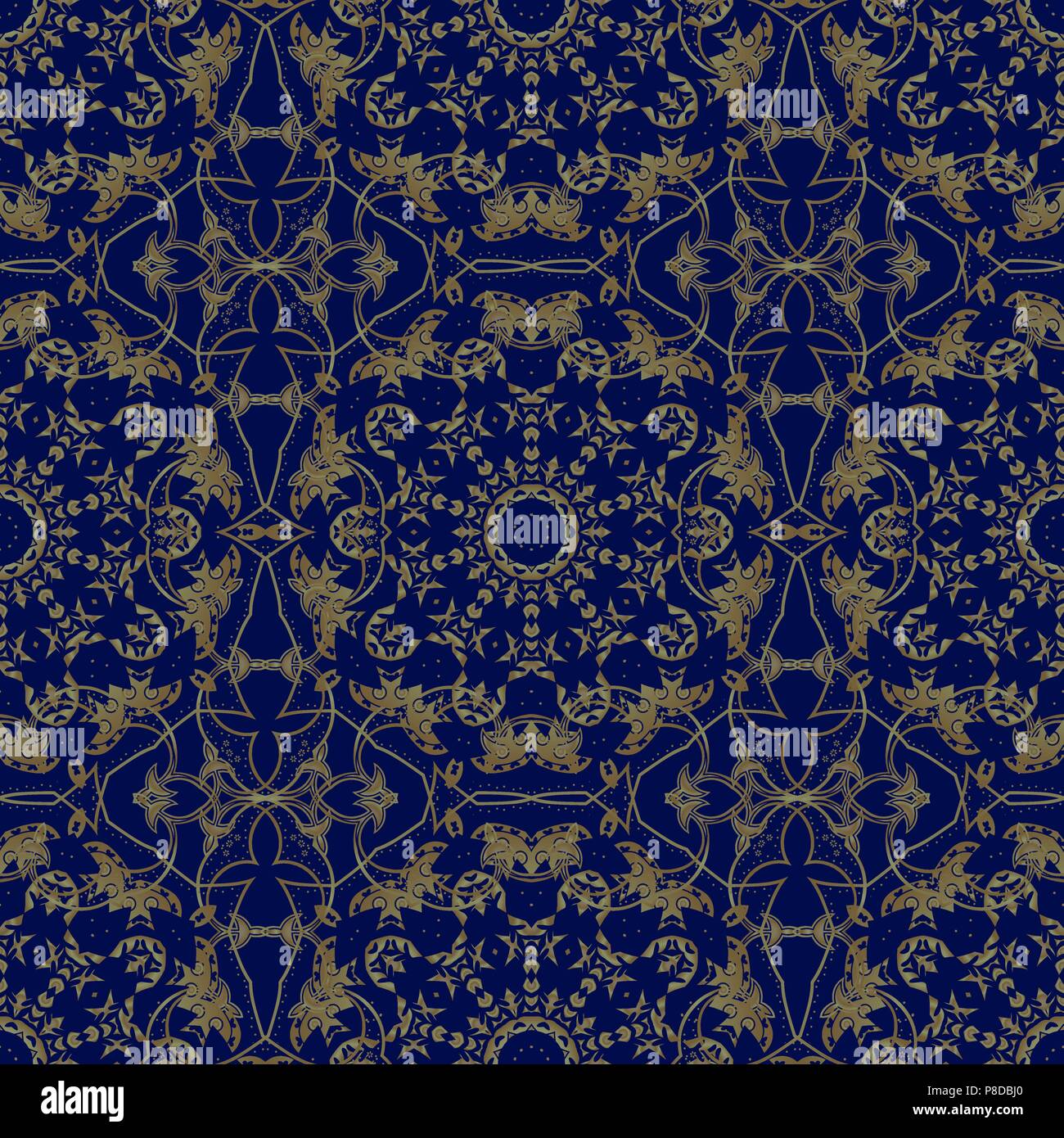 Vector illustration. Seamless pattern of mandalas. blue Stock Vector ...