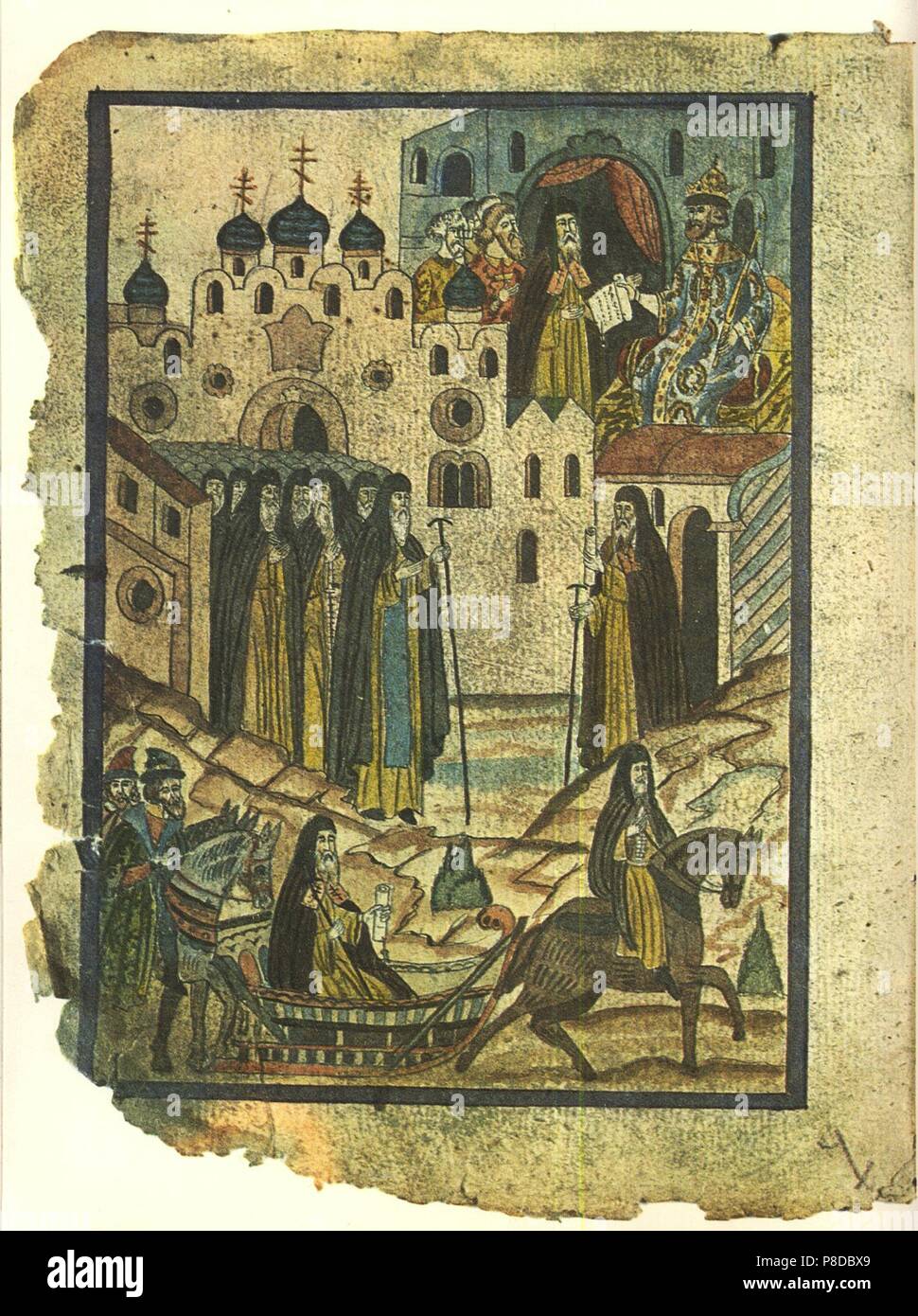 Story of the Solovetsky Monastery Uprising (Facsimile of an Illuminated Manuscript). Museum: PRIVATE COLLECTION. Stock Photo