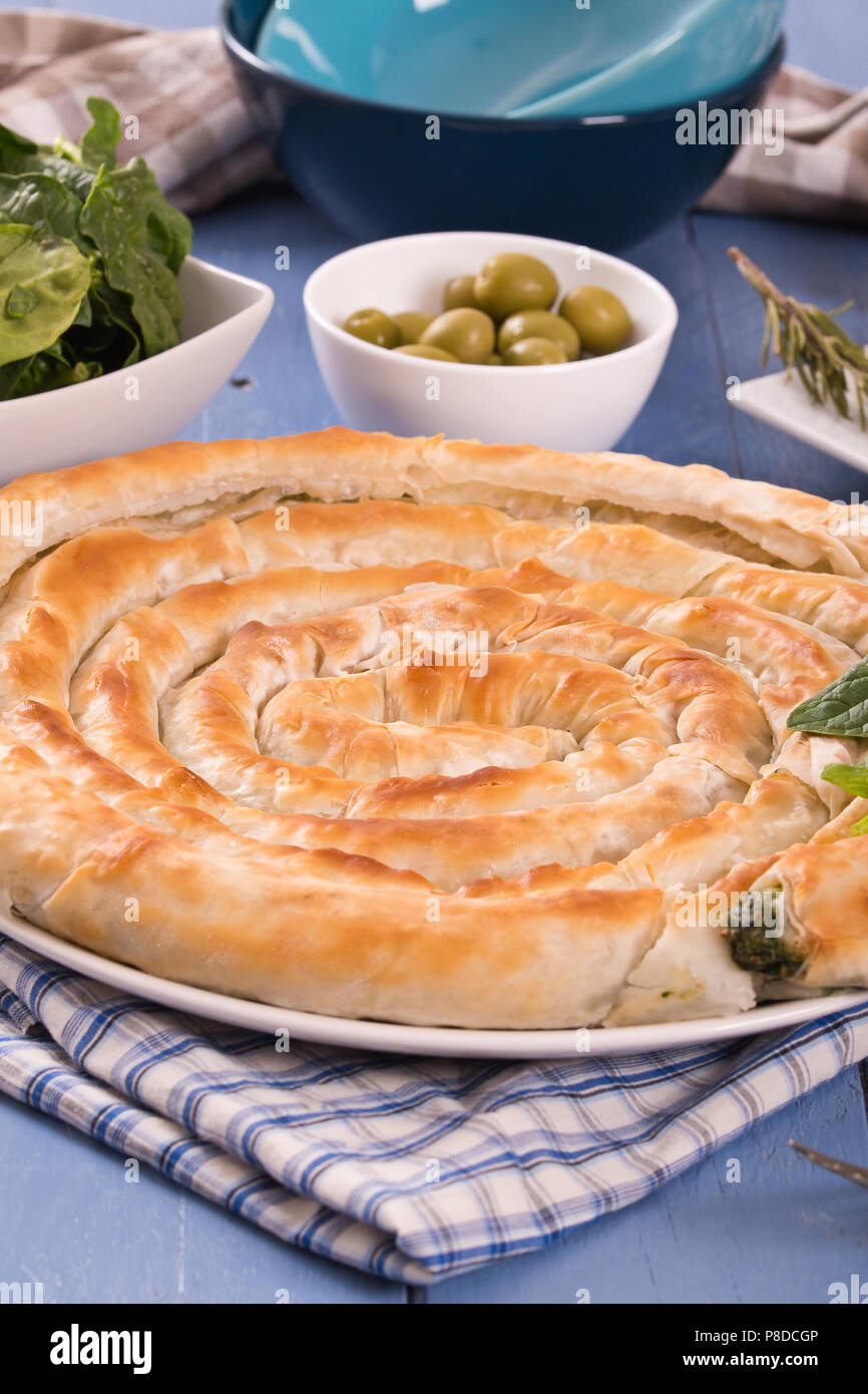 Greek spinach pie Stock Photo Alamy