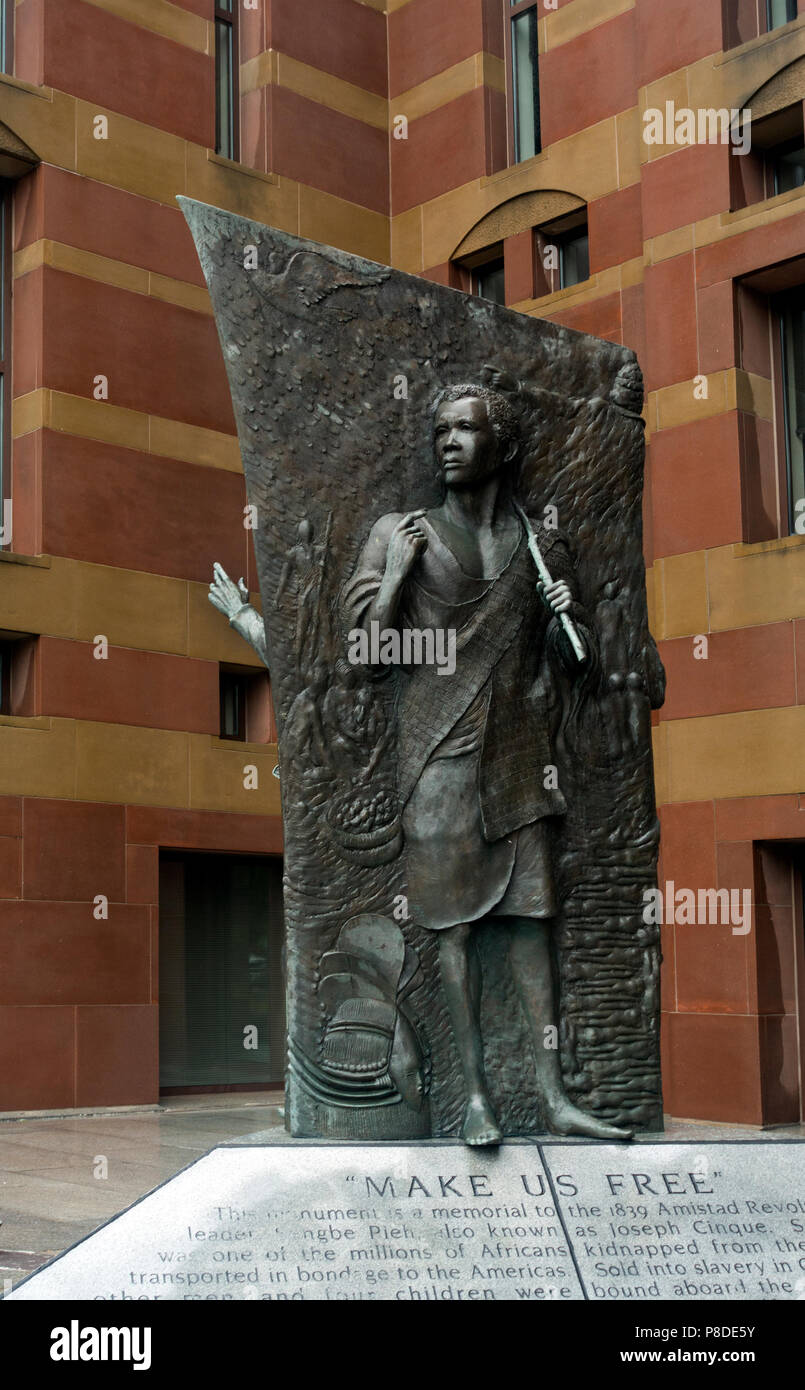 amistad sculpture in downtown New Haven CT Stock Photo