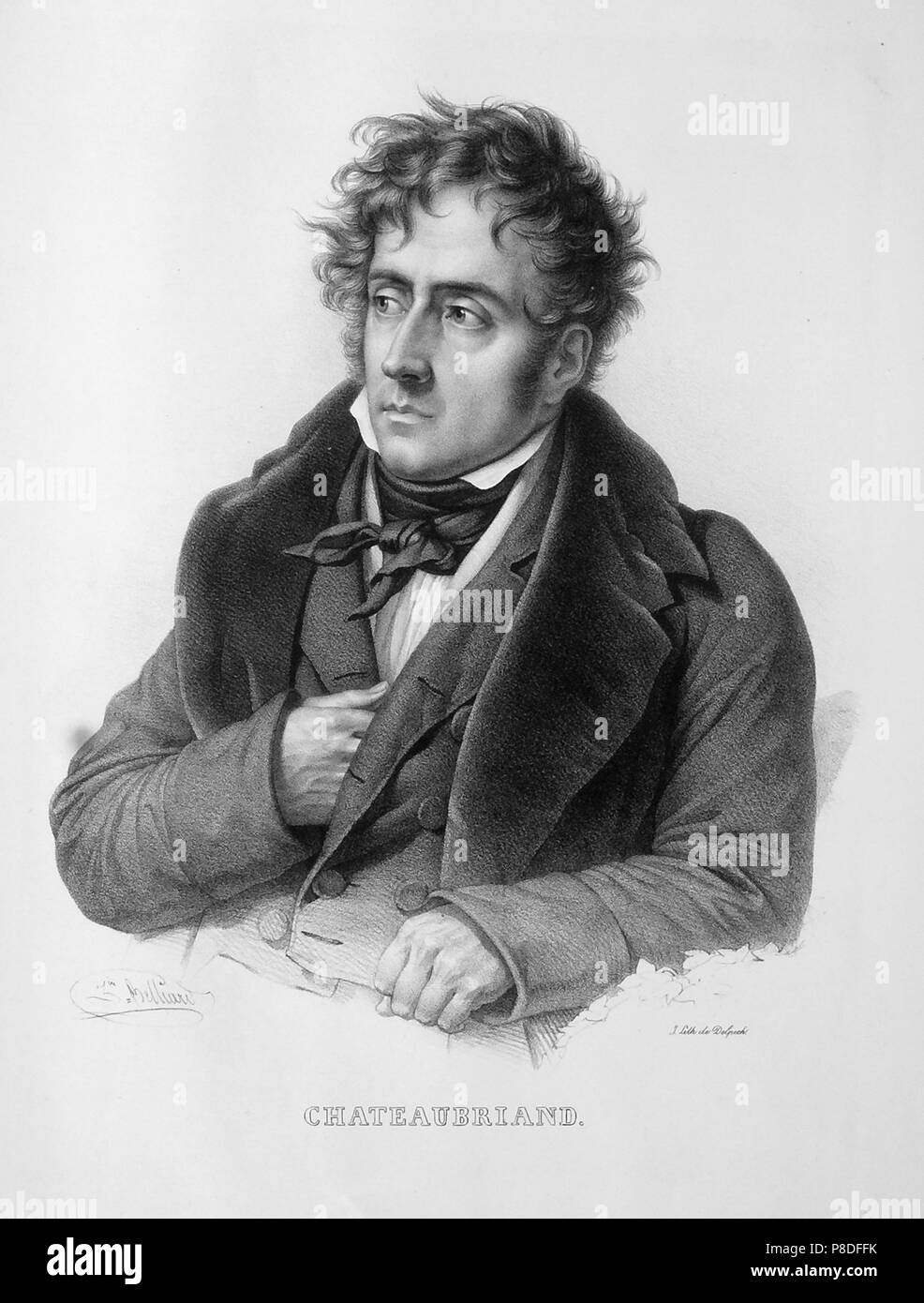 Portrait of a French writer, politician and diplomat François-René, vicomte de Chateaubriand (1768-1848). Museum: A. Pushkin Memorial Museum, St. Petersburg. Stock Photo