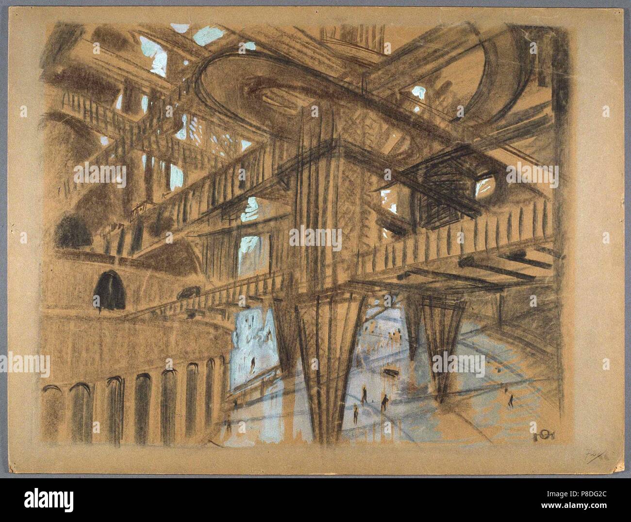 Stage design for the feature film 'Metropolis' by Fritz Lang. Museum: PRIVATE COLLECTION. Stock Photo