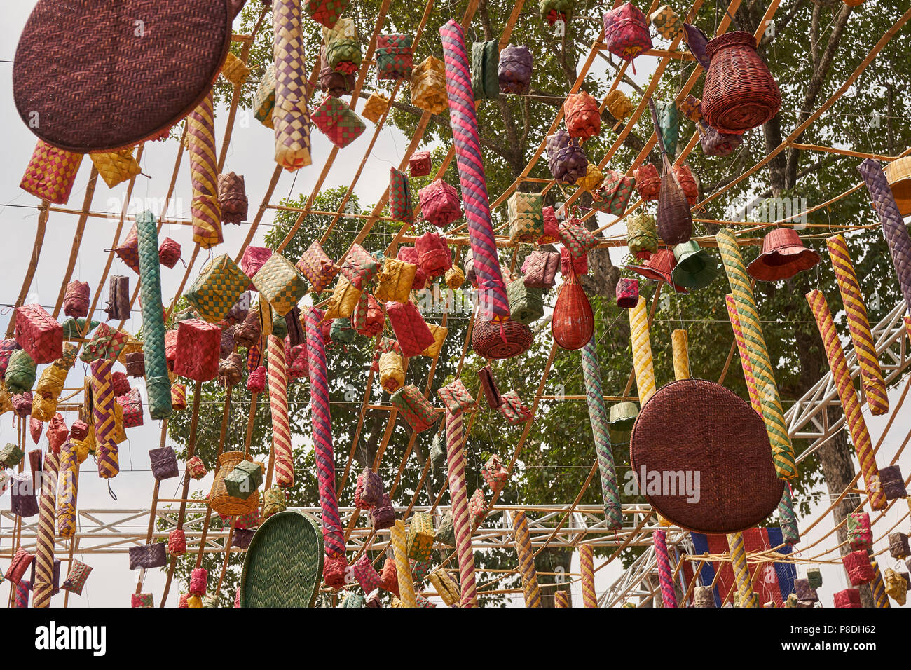 Cambodian New Year decorations at Angkor Wat, Siem Reap, Cambodia Stock