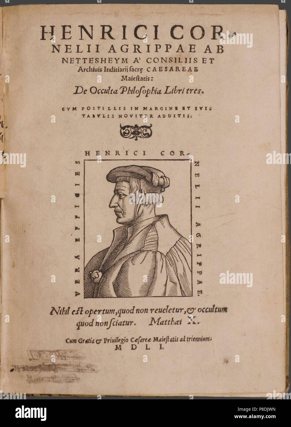 Title page of edition of "De occulta philosophia" by Heinrich Cornelius ...