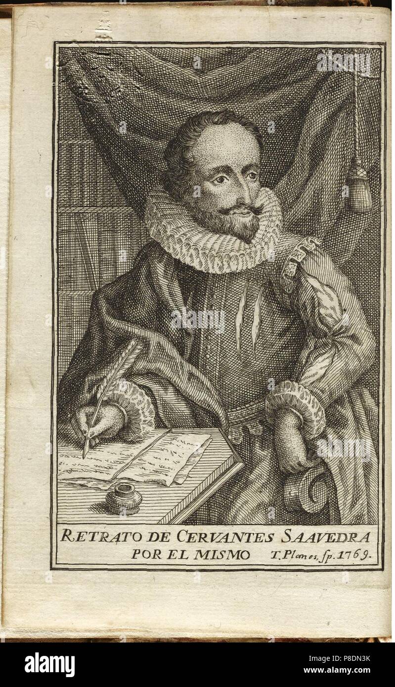 Portrait of Miguel de Cervantes Saavedra (1547-1615). Museum: PRIVATE COLLECTION. Stock Photo