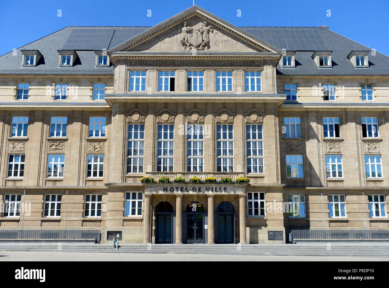 The town hall in the city center of Esch-sur-Alzette (Luxemburg), 08 May 2018. | usage worldwide Stock Photo