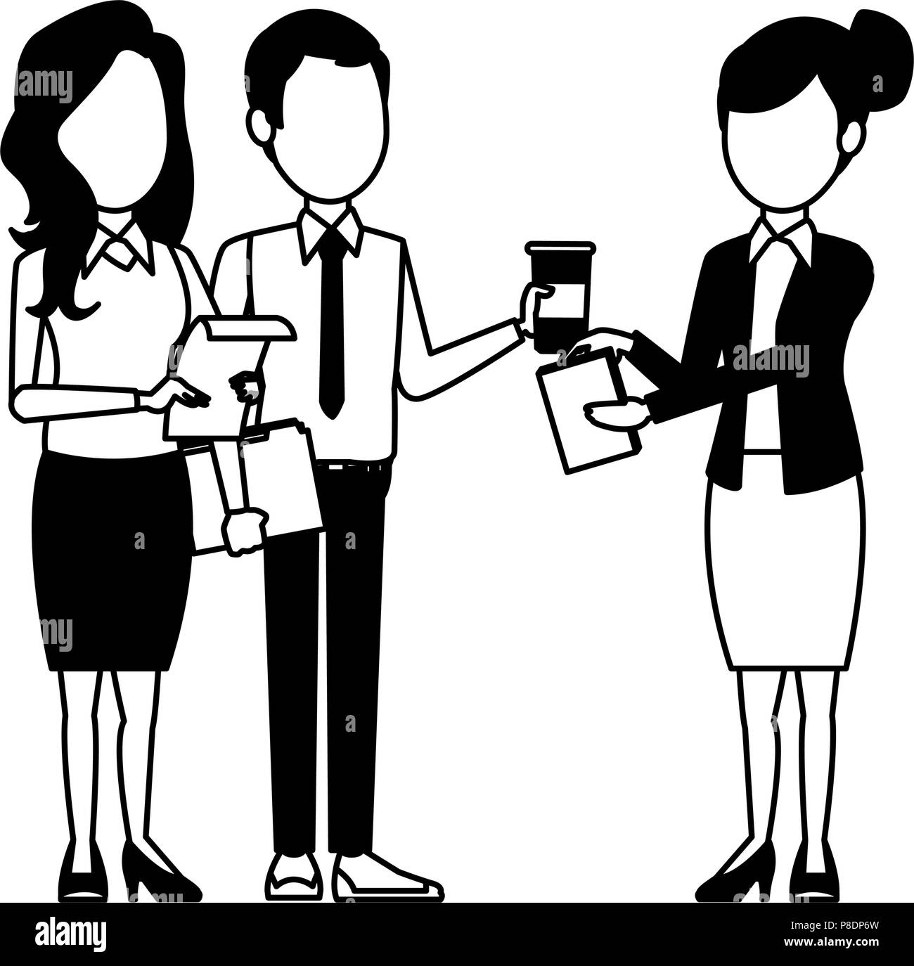 Business teamwork working in black and white Stock Vector Image & Art