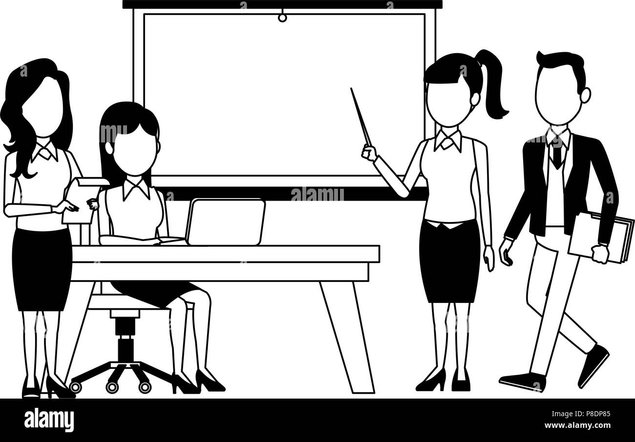 staff meeting clipart black and white