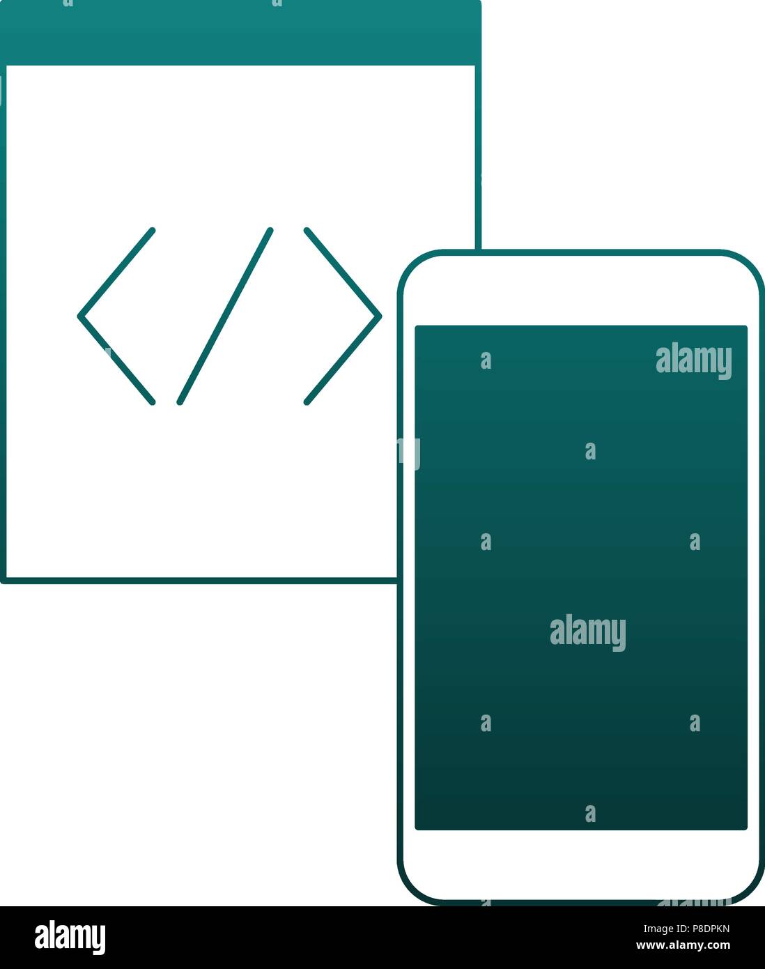 Smartphone and programming blue lines Stock Vector Image & Art - Alamy